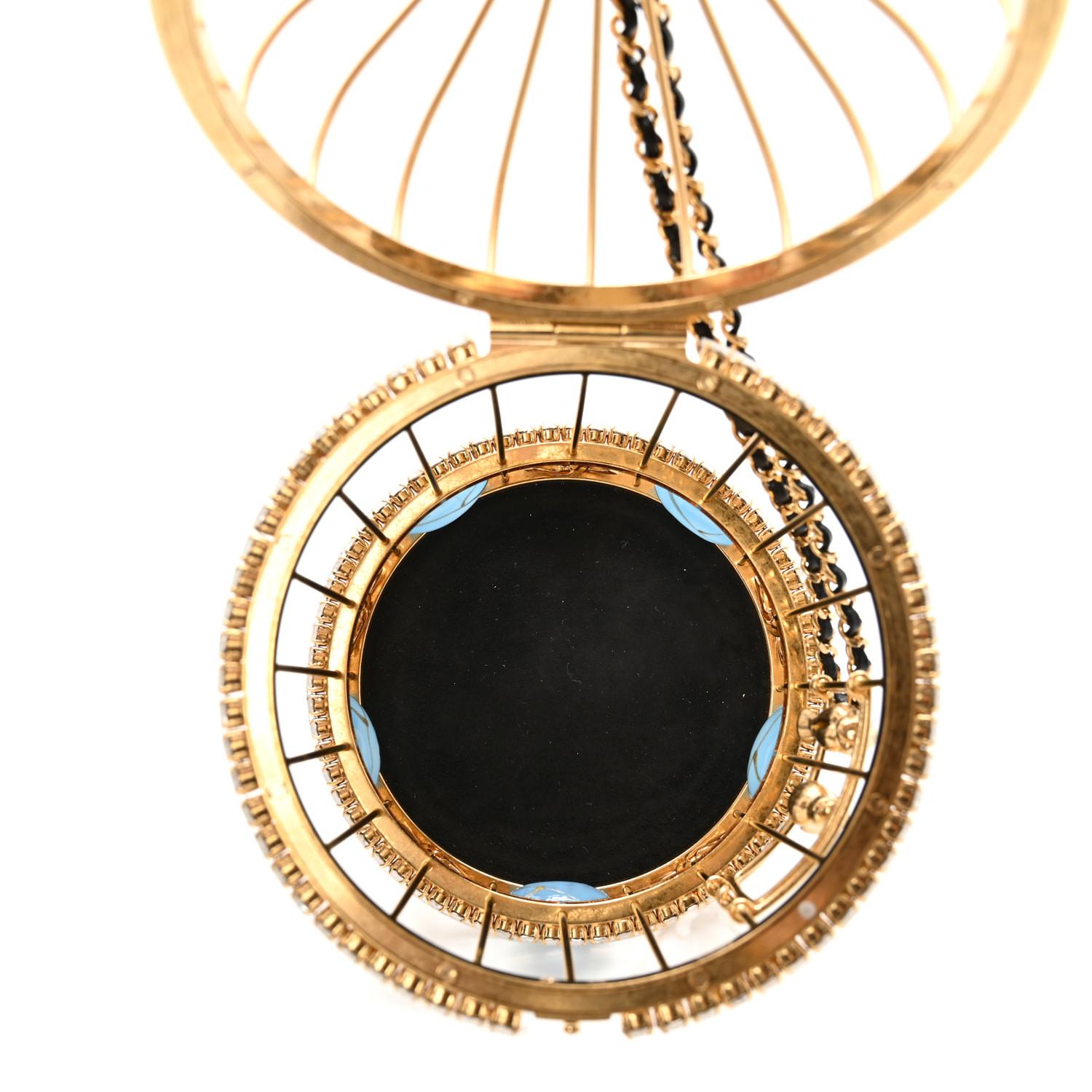 Chanel Runway Gold Crystal Birdcage Minaudière For Sale 4