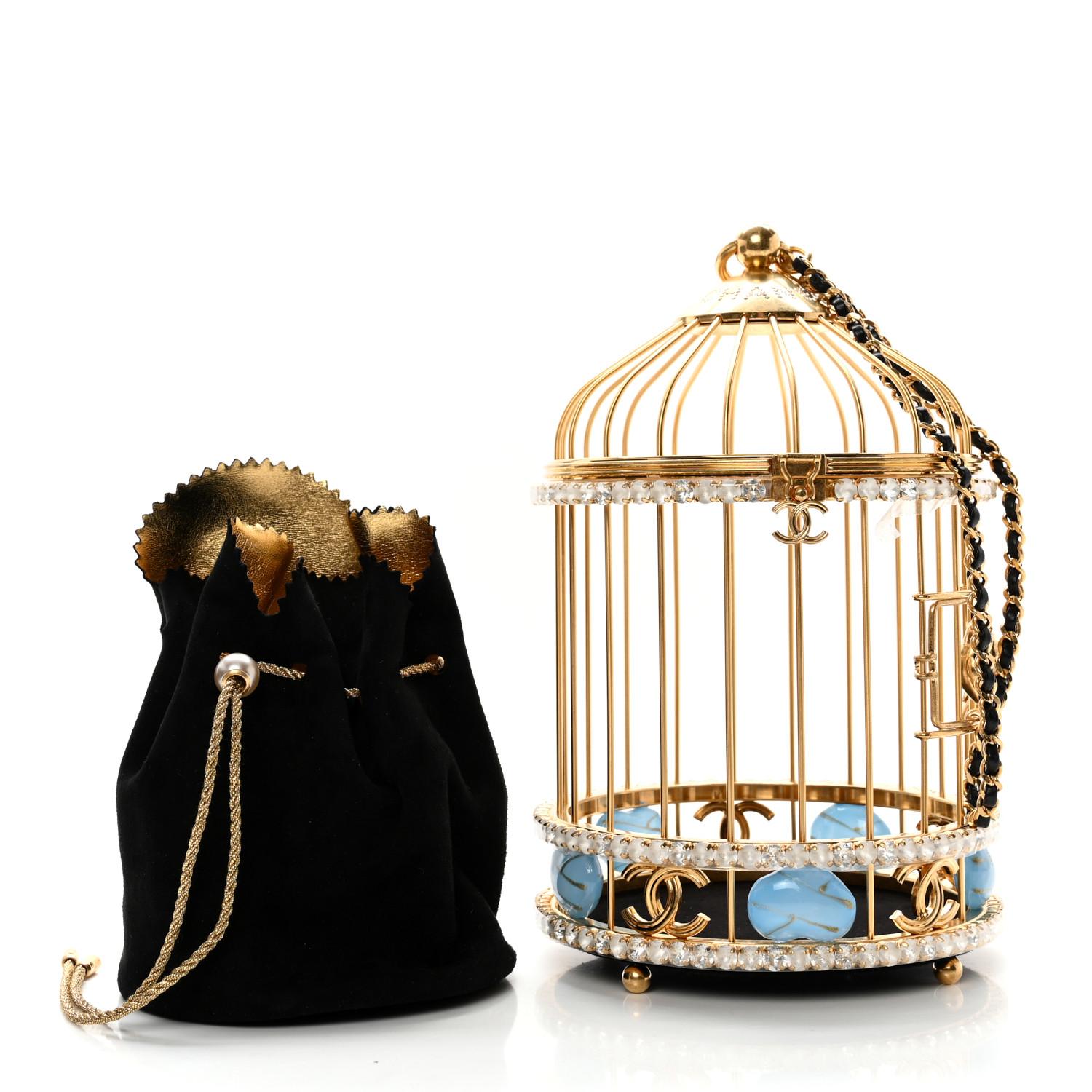 Chanel Runway Gold Crystal Birdcage Minaudière For Sale 5