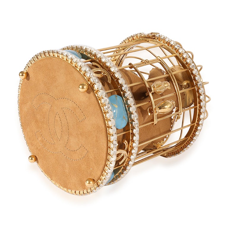 Chanel Runway Gold-Tone Metal and Crystal Bird Cage Minaudière For Sale at  1stDibs