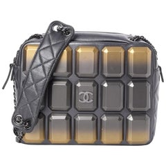 Chanel Runway Gray Gold Plexiglass Leather Small Evening Shoulder Bag