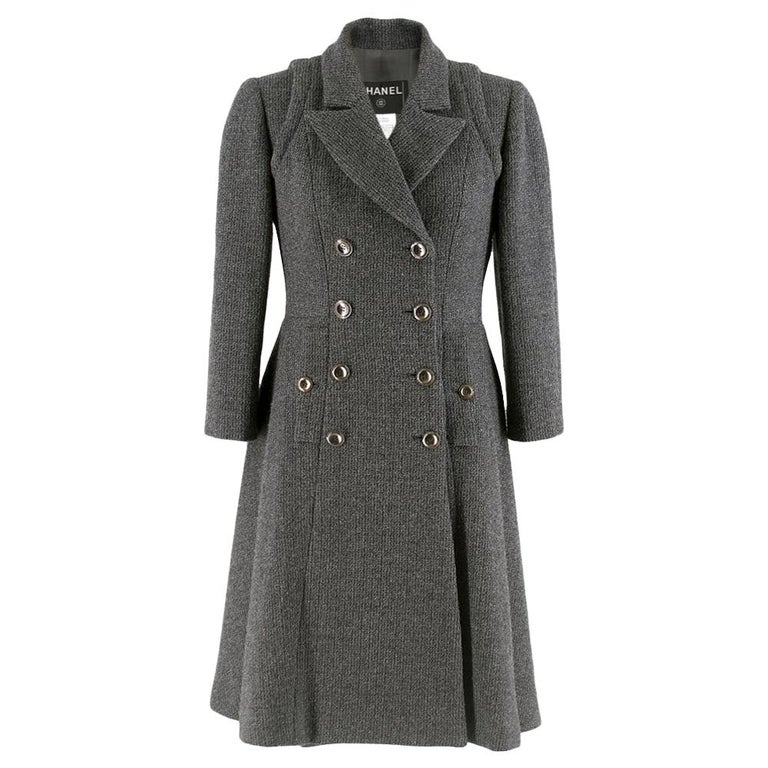 Chanel Runway Grey Wool and Cashmere Coat SIZE FR38 at 1stDibs