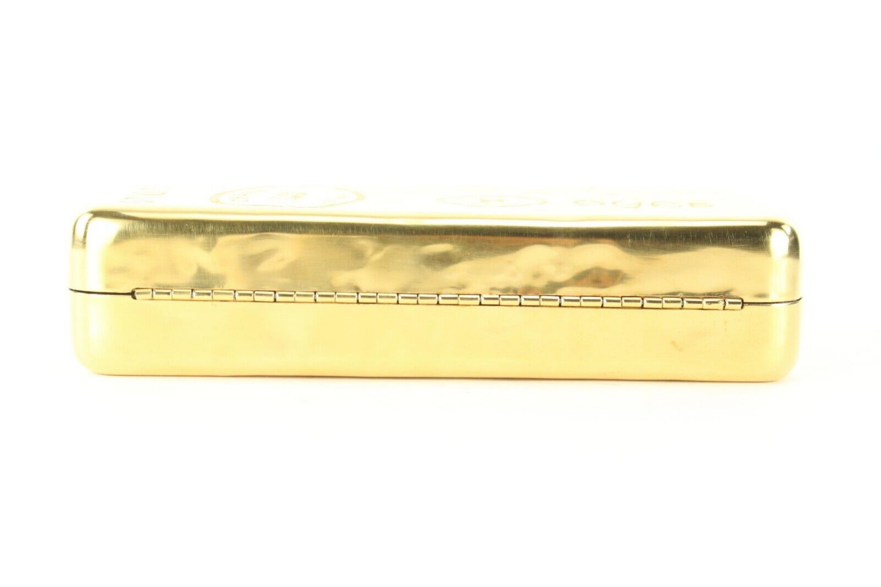 Chanel Runway Hammered Gold Metal Bullion Bar Minaudiere Clutch 1CJ1230 6