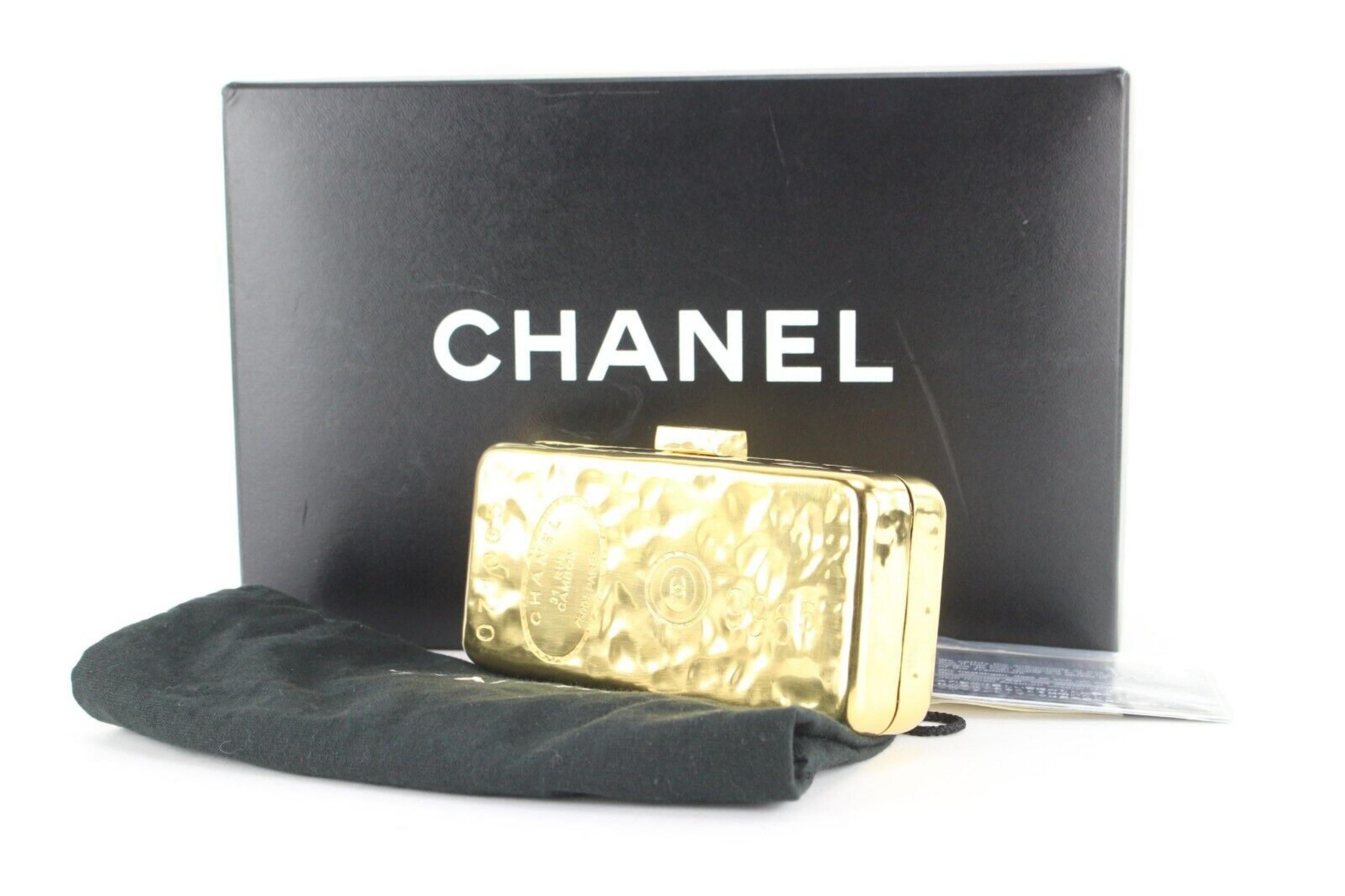 Chanel Runway Hammered Gold Metal Bullion Bar Minaudiere Clutch 1CJ1230 8