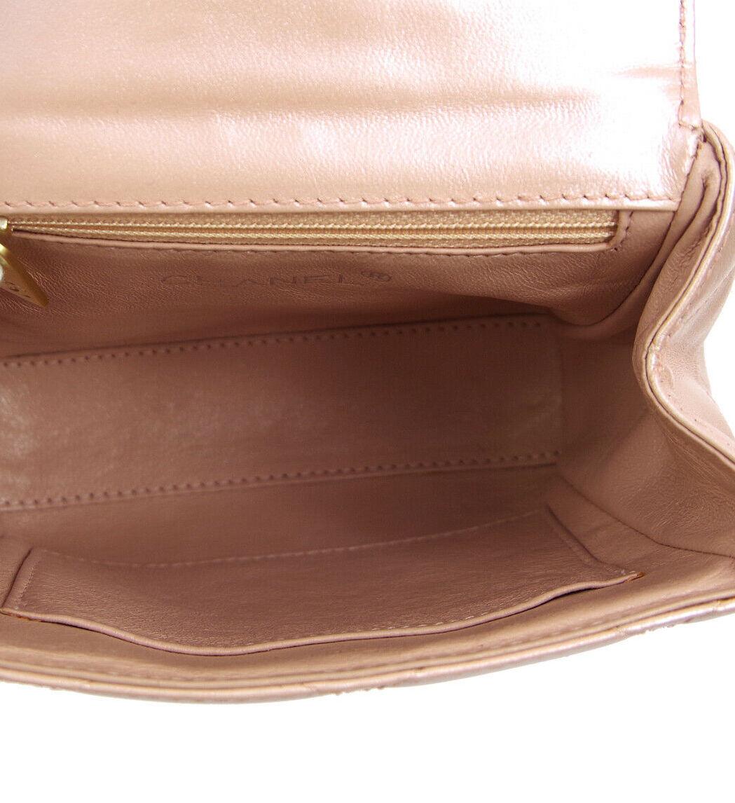 Women's Chanel Runway Iridescent Leather Silver Top Handle Satchel Evening Wristlet Bag