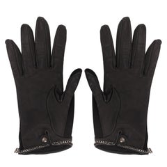 Chanel Runway Jewel Embellished & Chain Trim Lambskin Leather & Wool Gloves