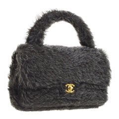 Chanel Runway Kelly Fantasy Rabbit Fur Top Handle Satchel Evening Bag in Box