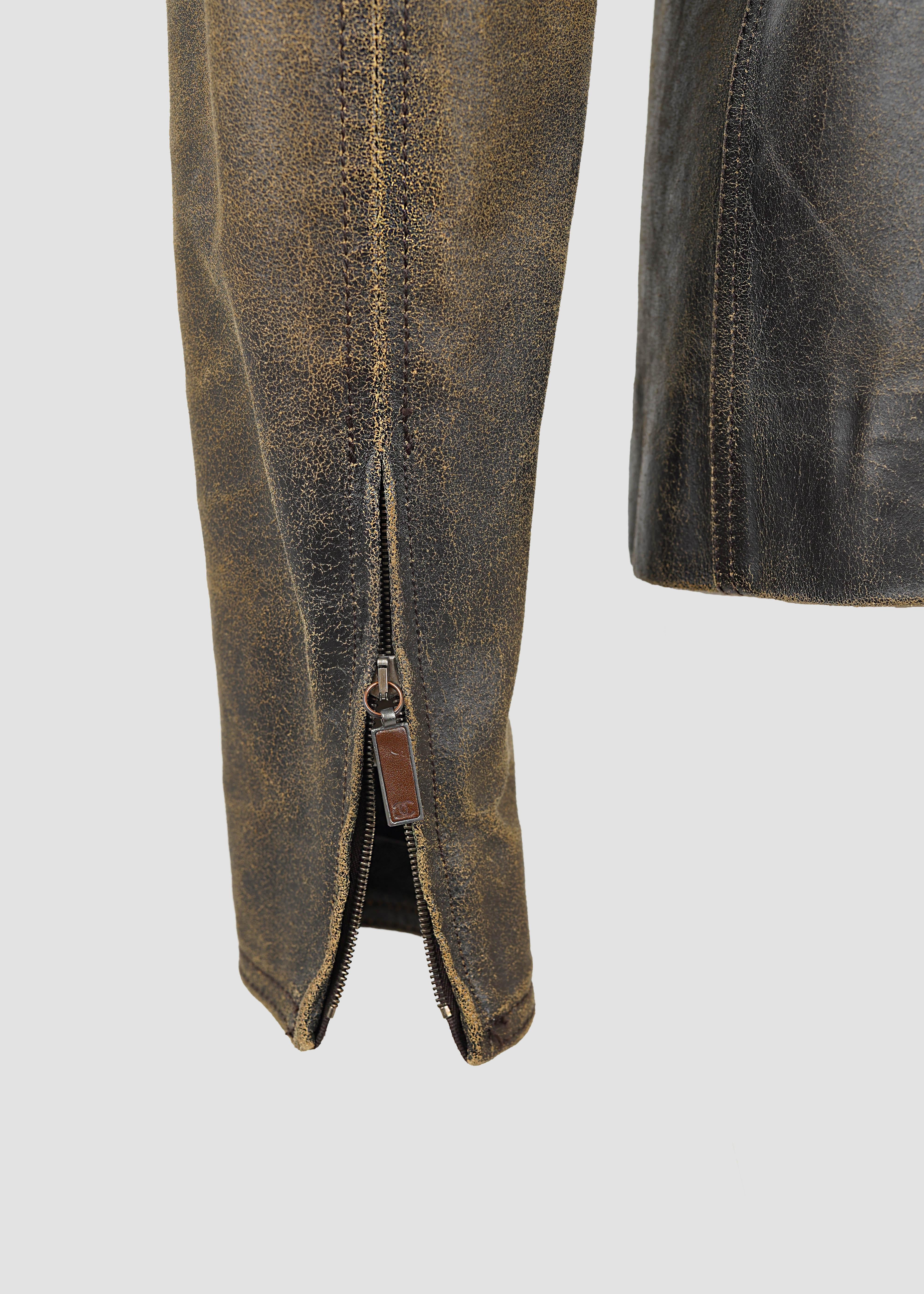 Chanel Runway Leather & Denim Jacket — Fall/Winter 2000, Look 38 Size M im Angebot 2