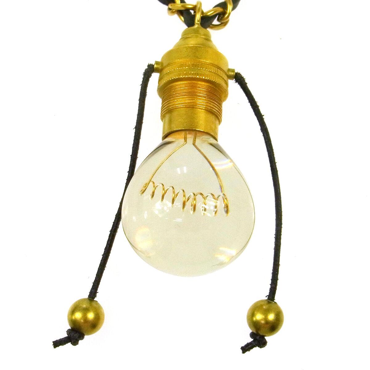 Chanel Runway Leather Gold Chain Light Bulb Evening Link Necklace in Box In Good Condition In Chicago, IL
