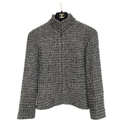 Chanel Laufsteg Lesage Schwarze schimmernde Tweed-Jacke