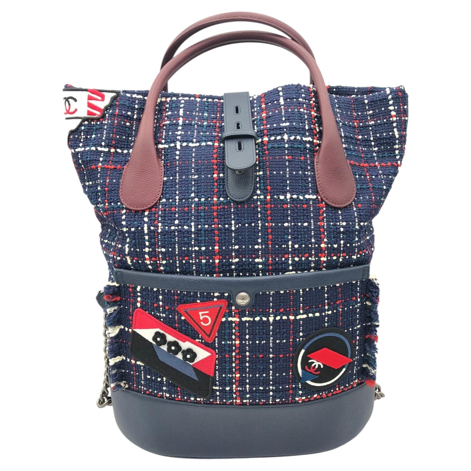 Chanel Runway Limited Edition Airline Tweed Crest Backpack Bag