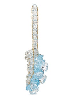 Chanel Lucite Bead Evening Clear Blue Gold Small Top Handle Shoulder Bag