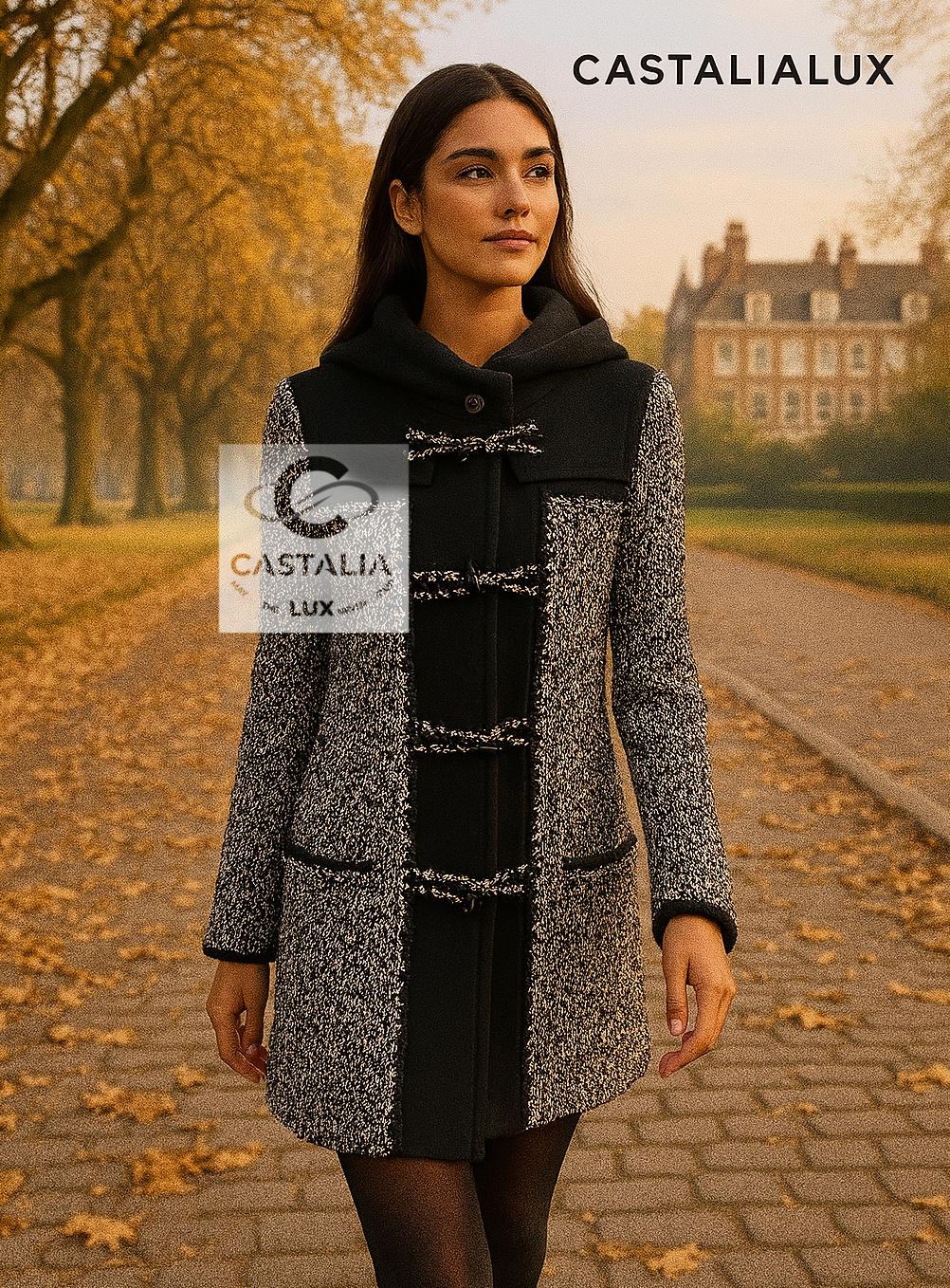 Chanel Runway Parka in tweed marmoreo con chiusure CC 34 FR in vendita 3