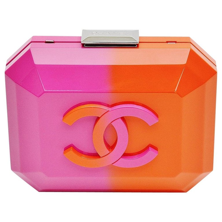 Chanel Runway Minaudière Ombre Pink and Orange Hard Shell Handbag Clutch at  1stDibs