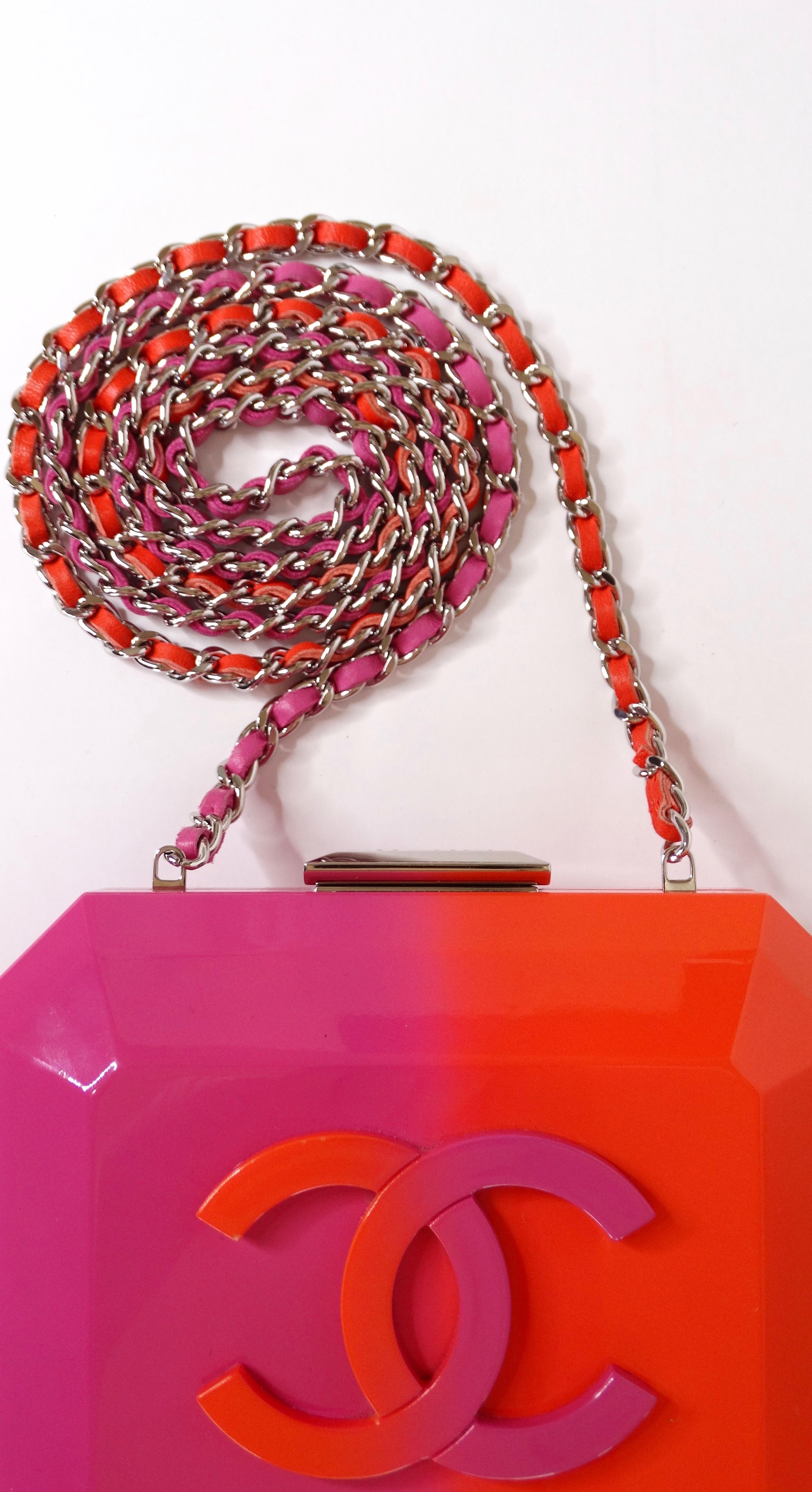 Women's or Men's Chanel Runway Minaudière Ombre Pink & Orange Hard Shell Handbag