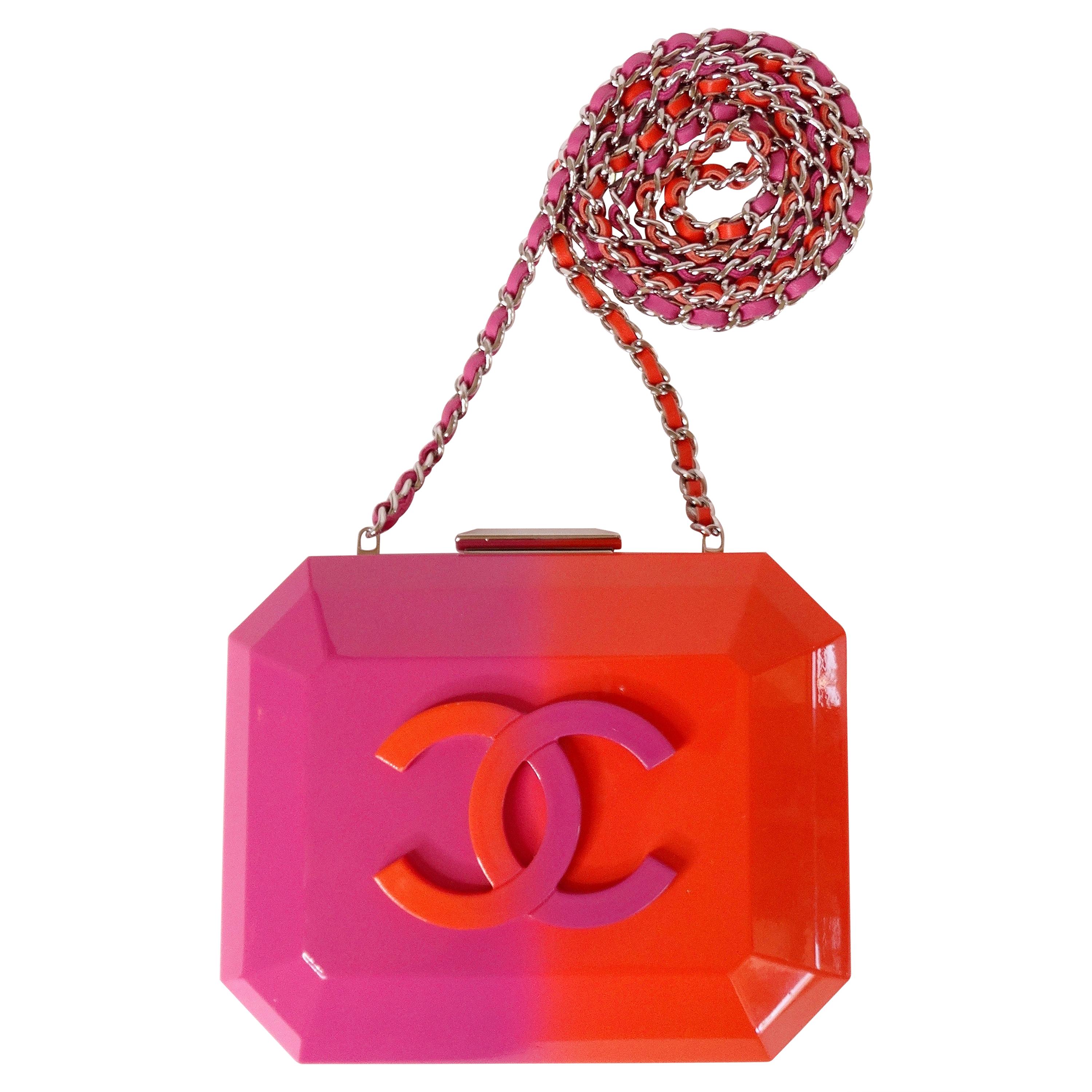 Chanel Runway Minaudière Ombre Pink & Orange Hard Shell Handbag