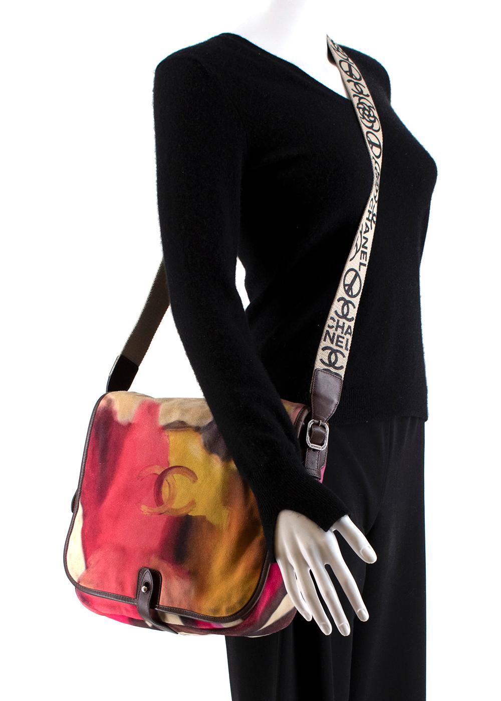 Women's Chanel Runway Multicolour Flower Power Suede Messenger Bag