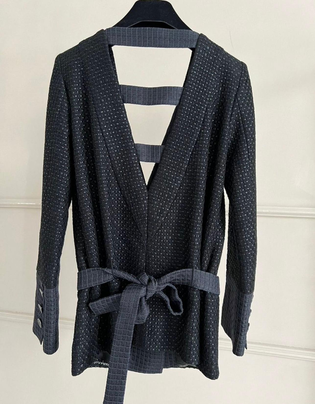 Chanel Runway Paris / Seoul Black Tweed Jacket For Sale 5