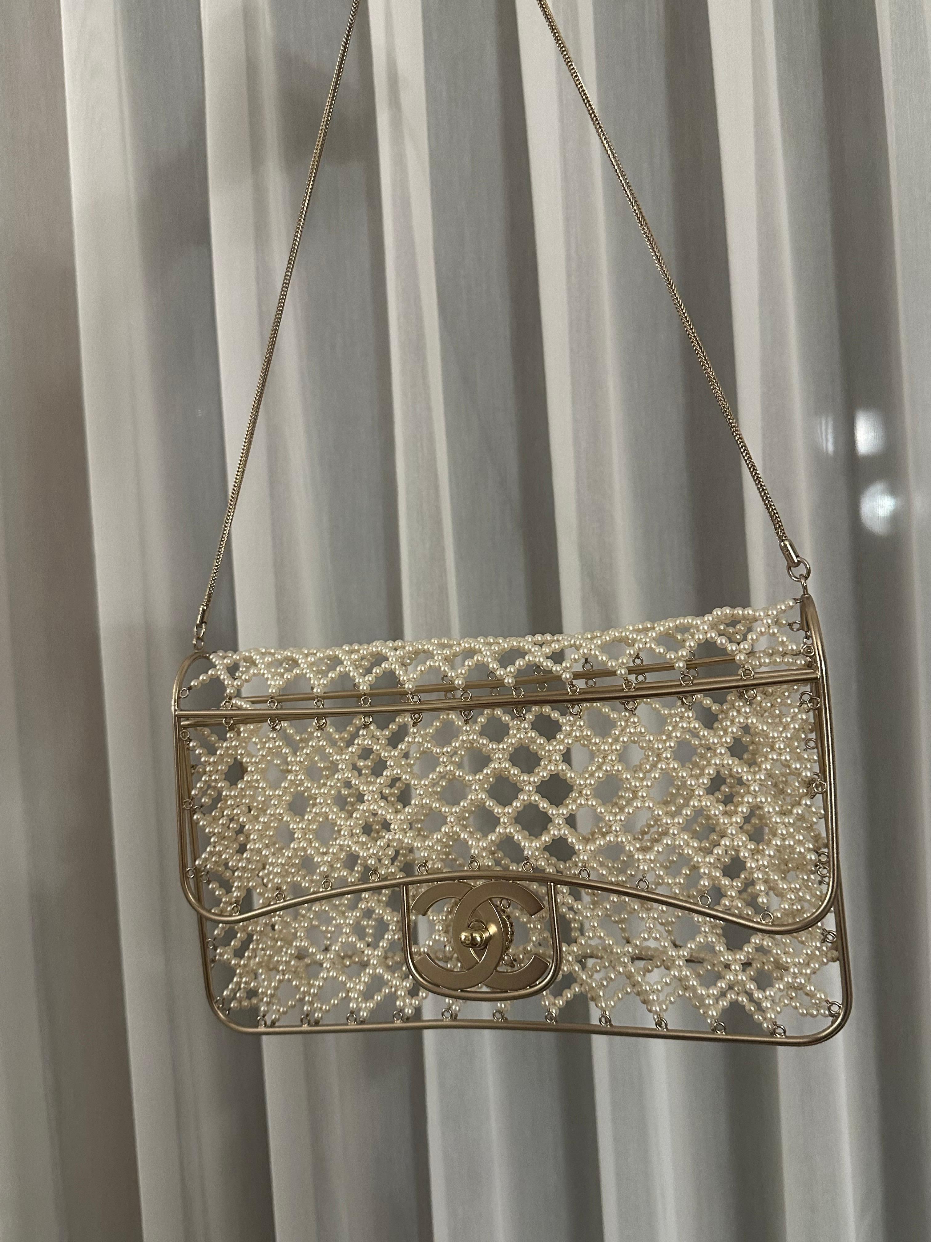 Chanel Runway Pearl Caged Flap Bag 14