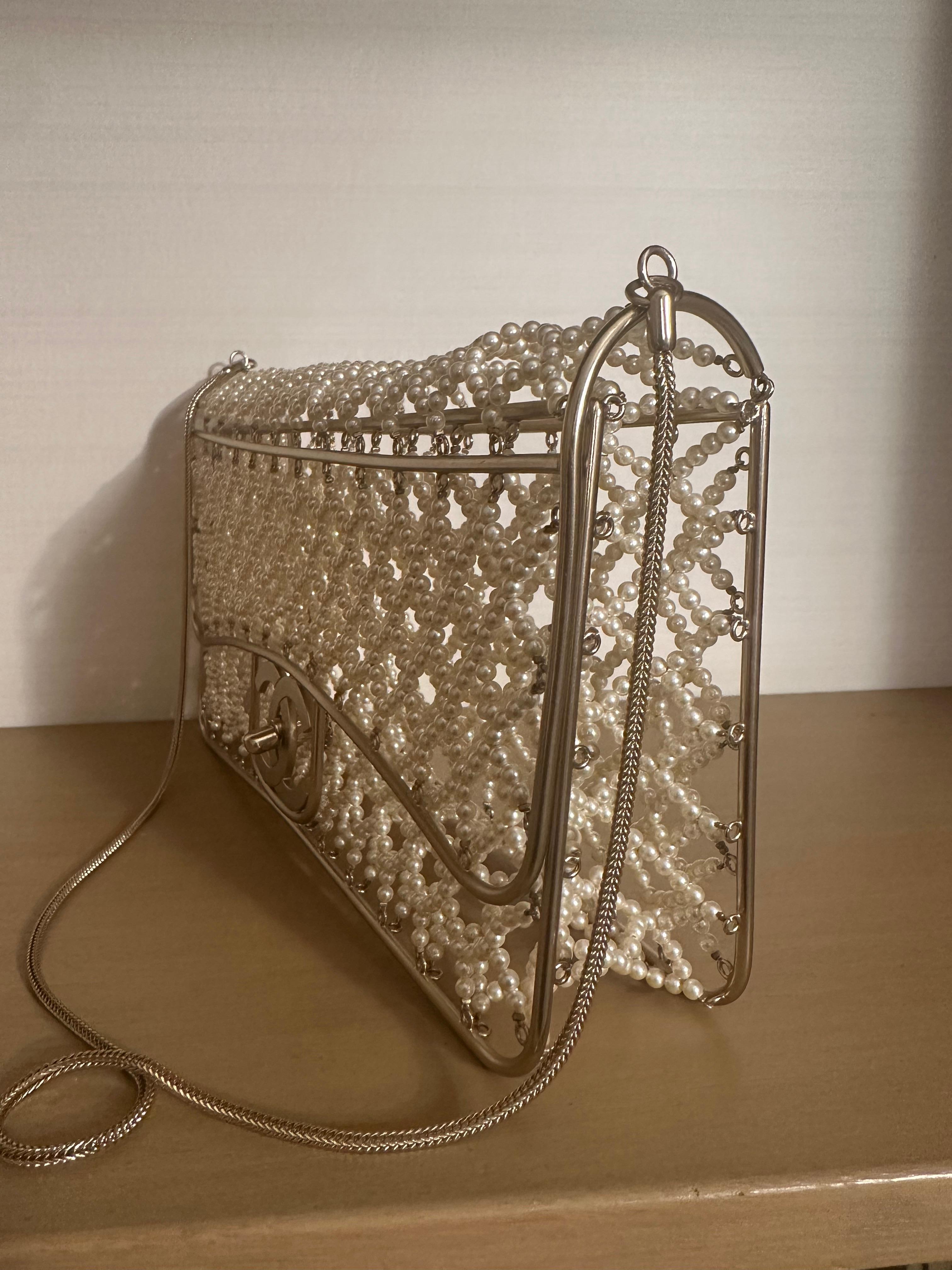 Chanel Runway Pearl Caged Flap Bag 5