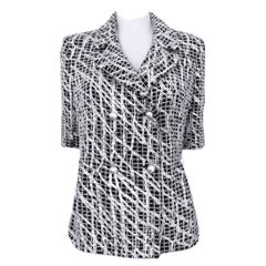 Chanel Runway Cintura con catena di perle Giacca in tweed nero 36 FR