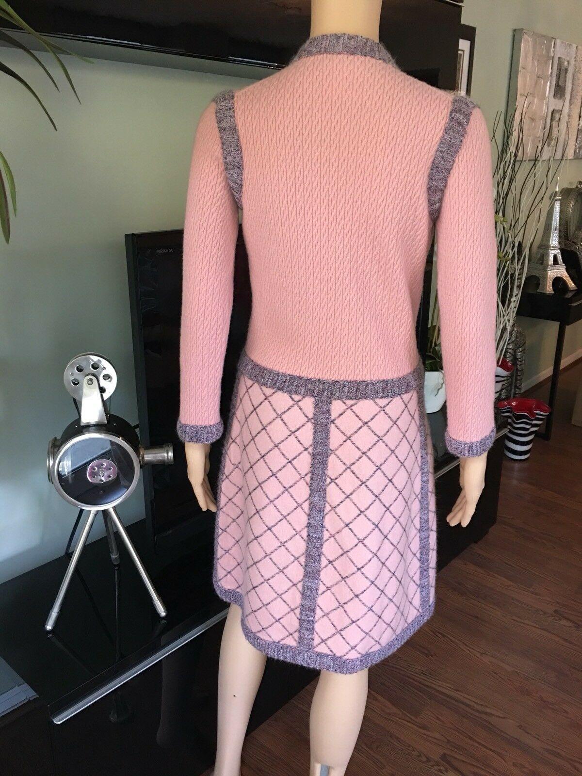 Women's Chanel Runway Pink Cashmere Camellia Buttons Pink Dress