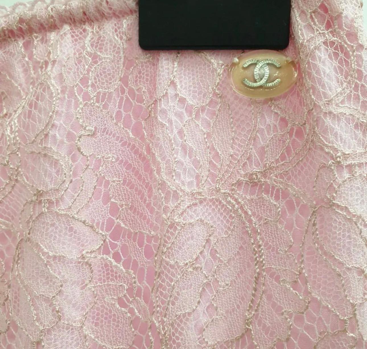 Women's Chanel Runway Pink Lace Midi Skirt