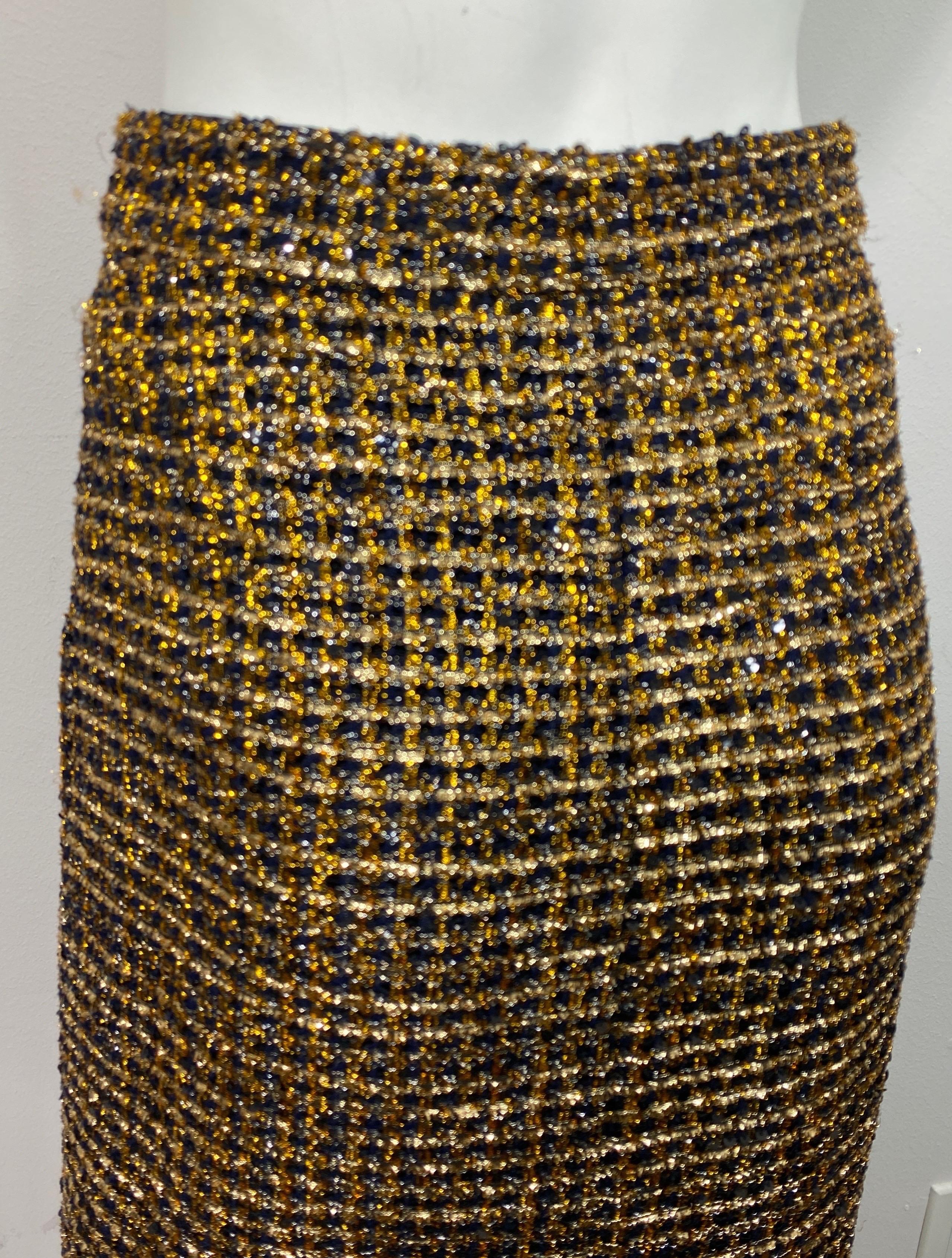 Chanel Runway Pre Fall 2018 Black and Gold Boucle Skirt-Size 38 7