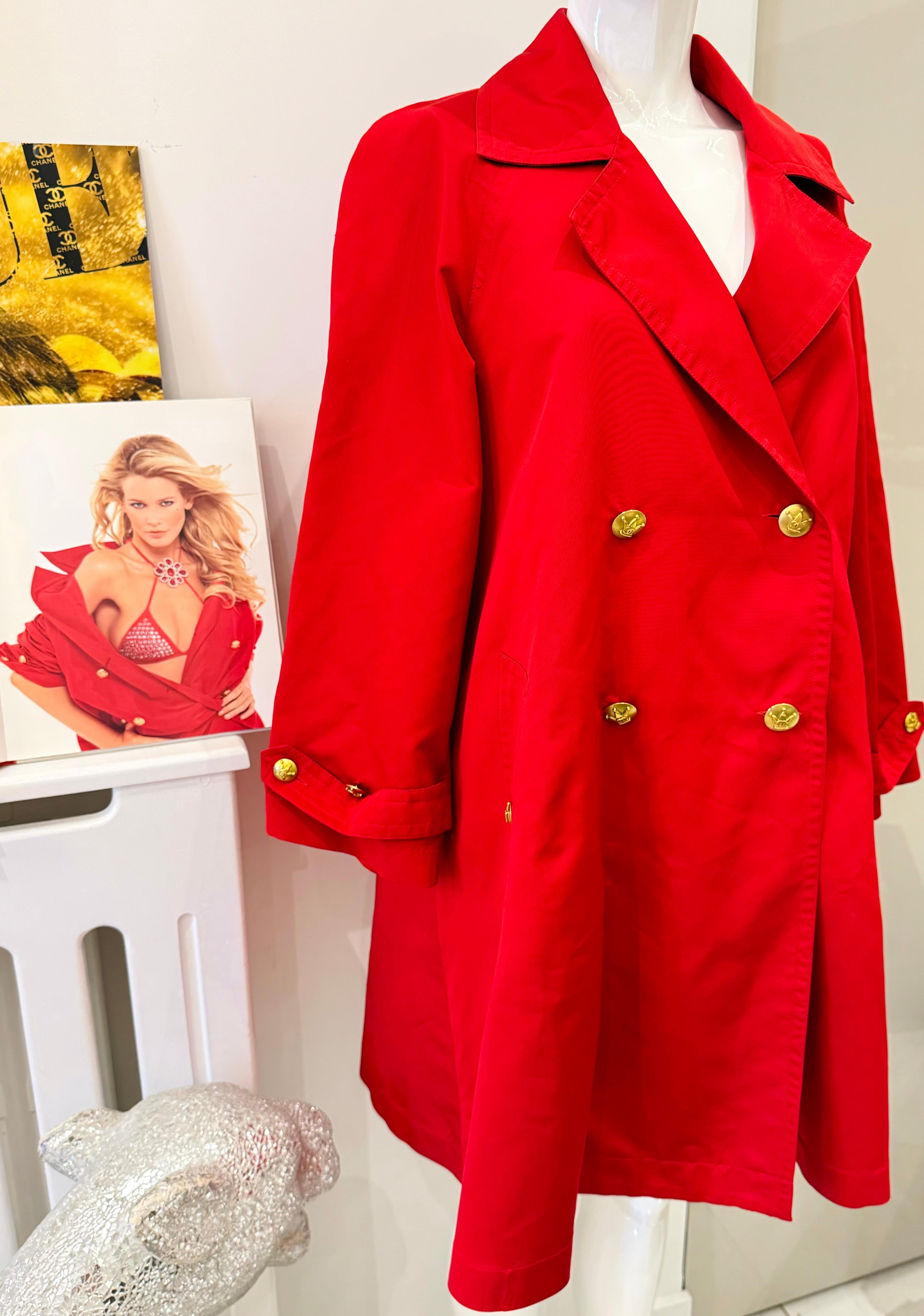 Chanel Runway S/S 1995 Barbie Collection red silk Trench Coat 5