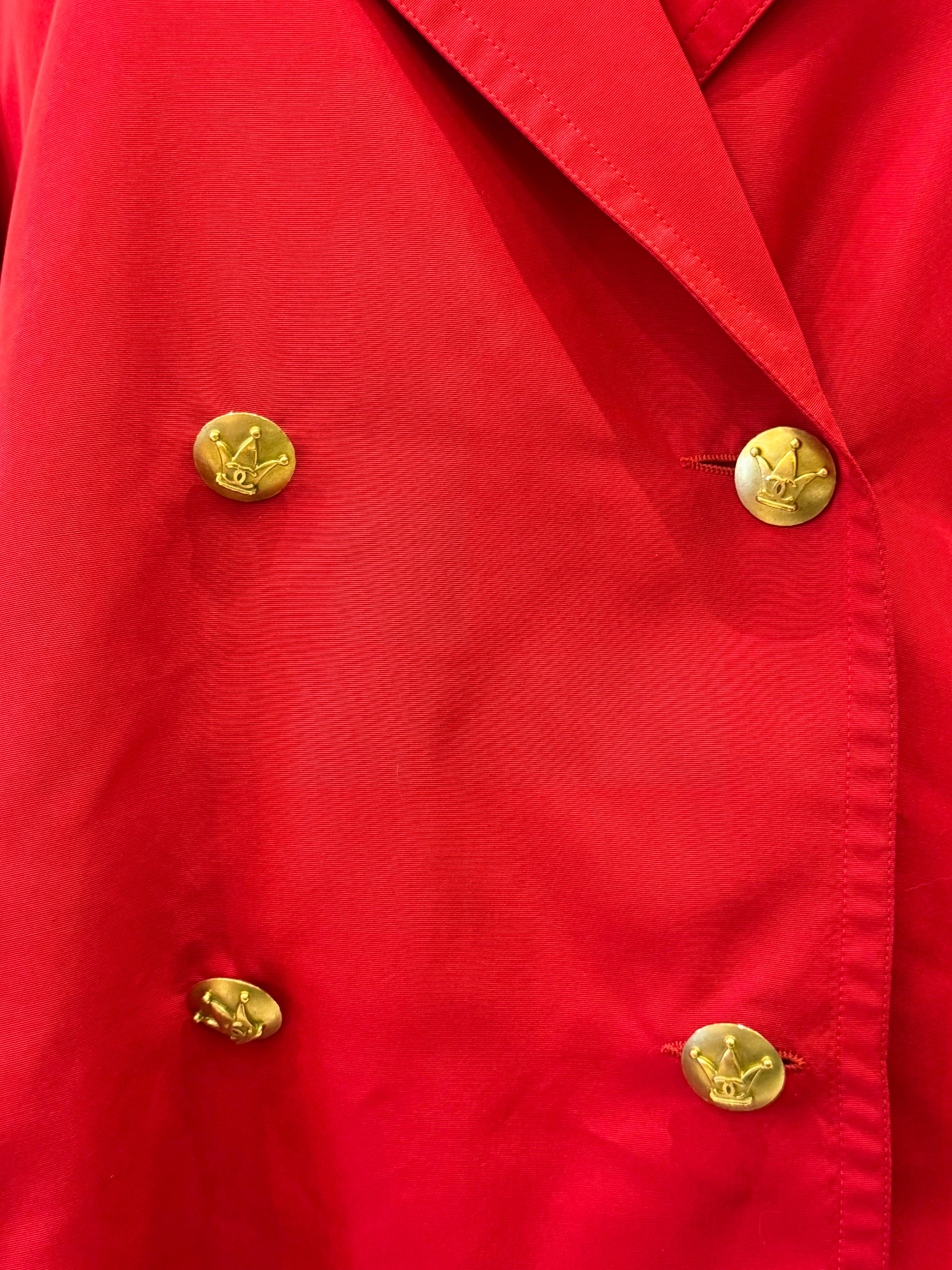 Chanel Runway S/S 1995 Barbie Collection red silk Trench Coat 7