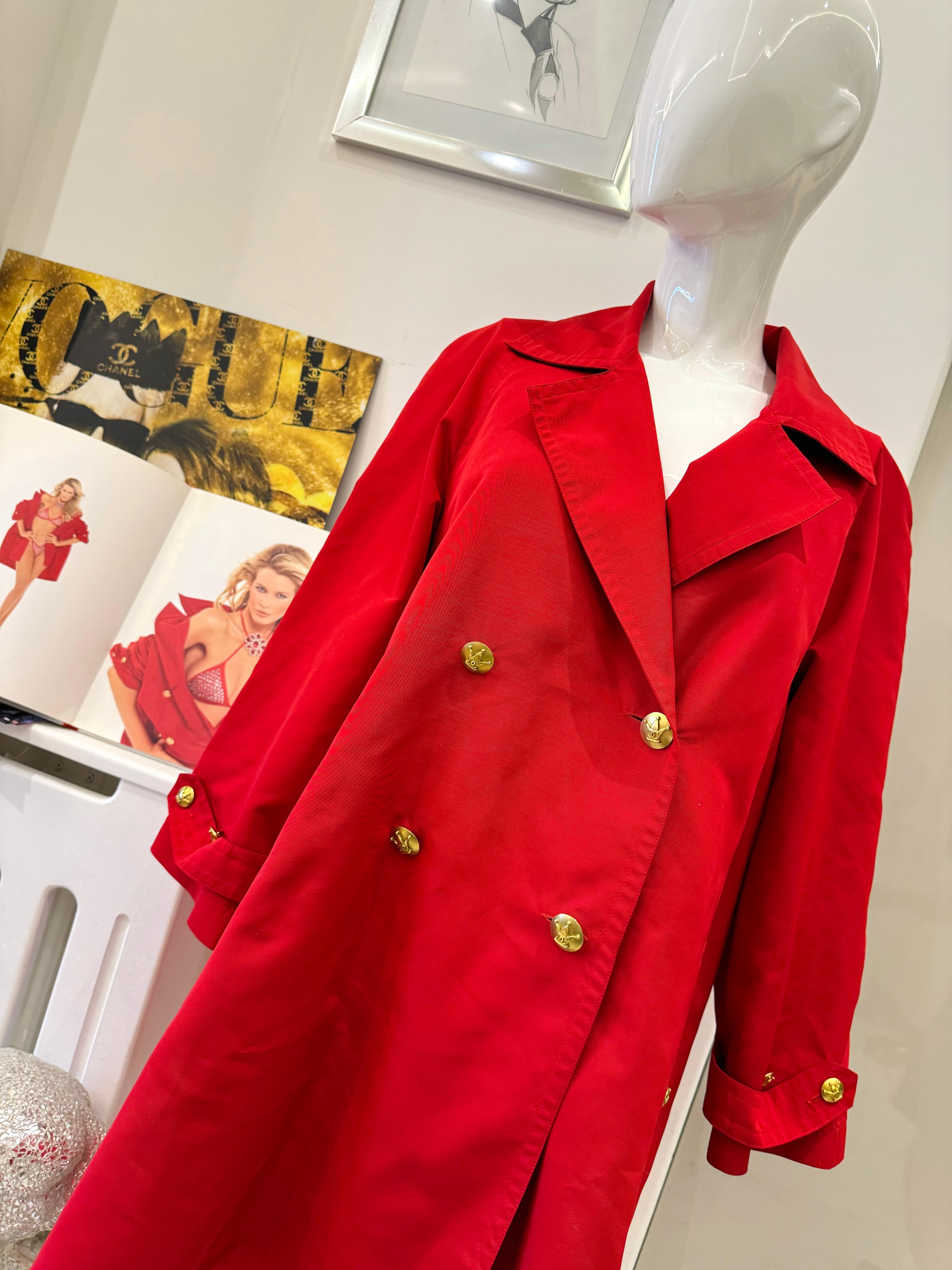 Chanel Runway S/S 1995 Barbie Collection red silk Trench Coat 8