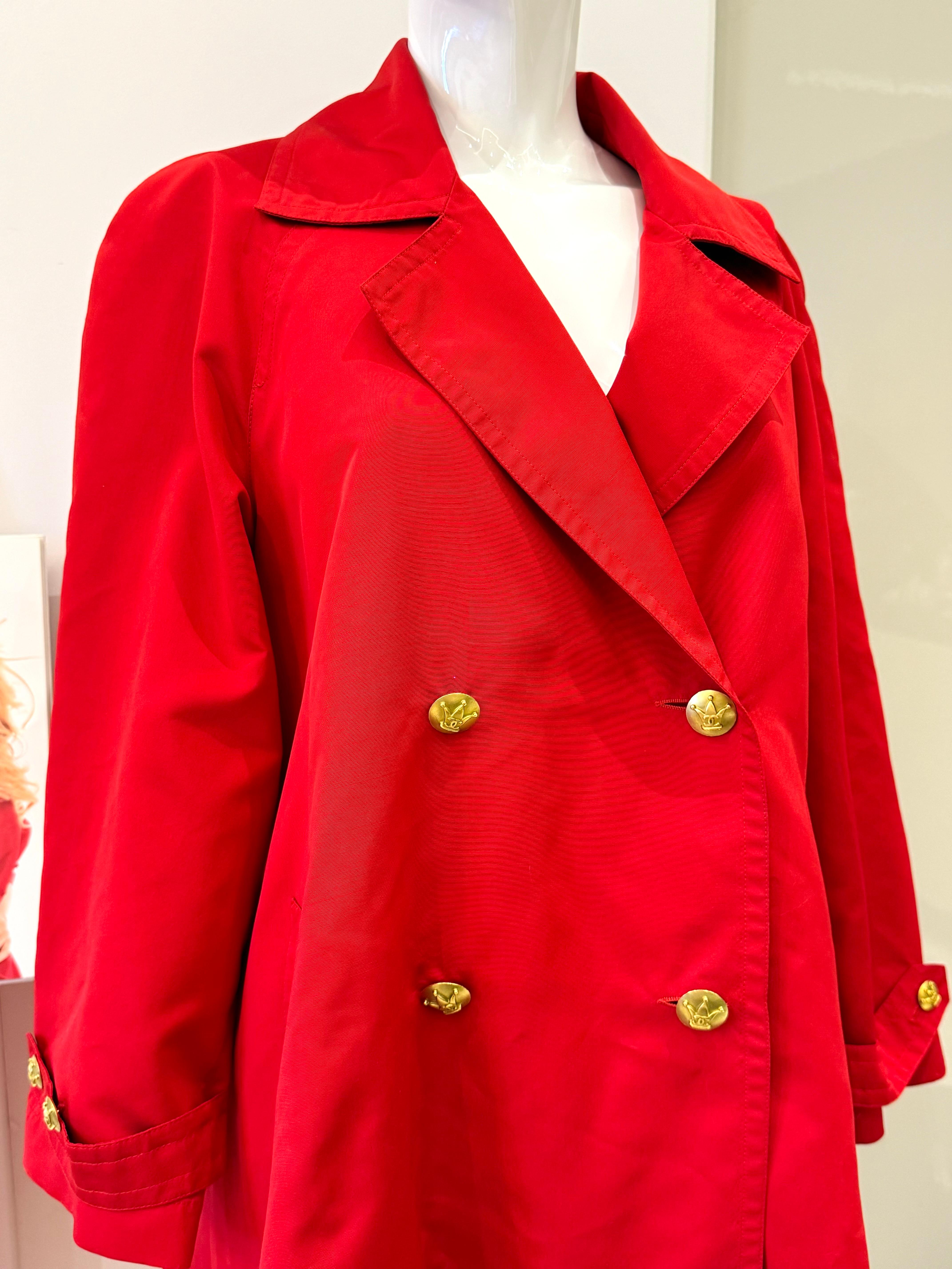 Chanel Runway S/S 1995 Barbie Collection red silk Trench Coat 10