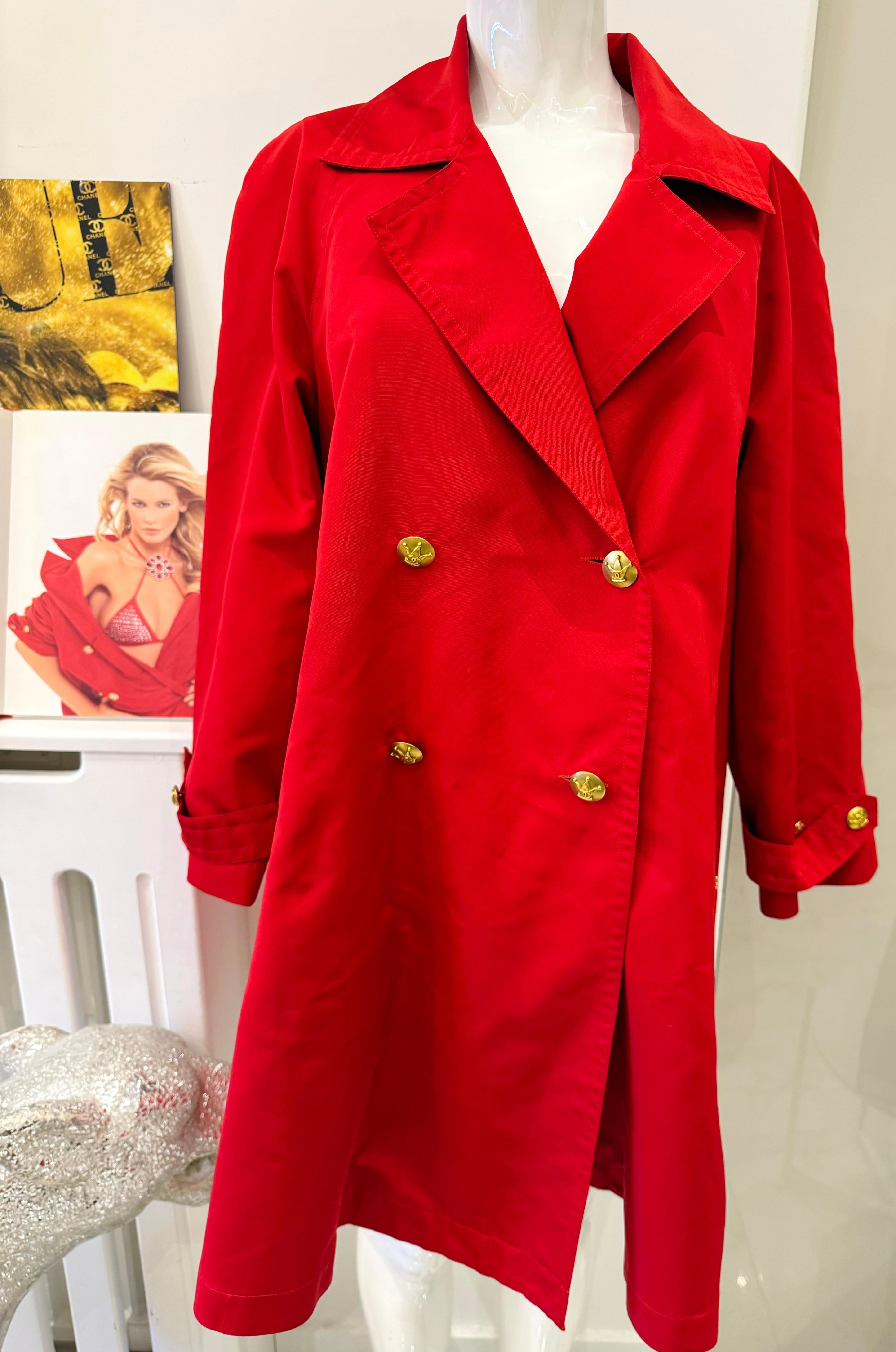 Chanel Runway S/S 1995 Barbie Collection red silk Trench Coat 11
