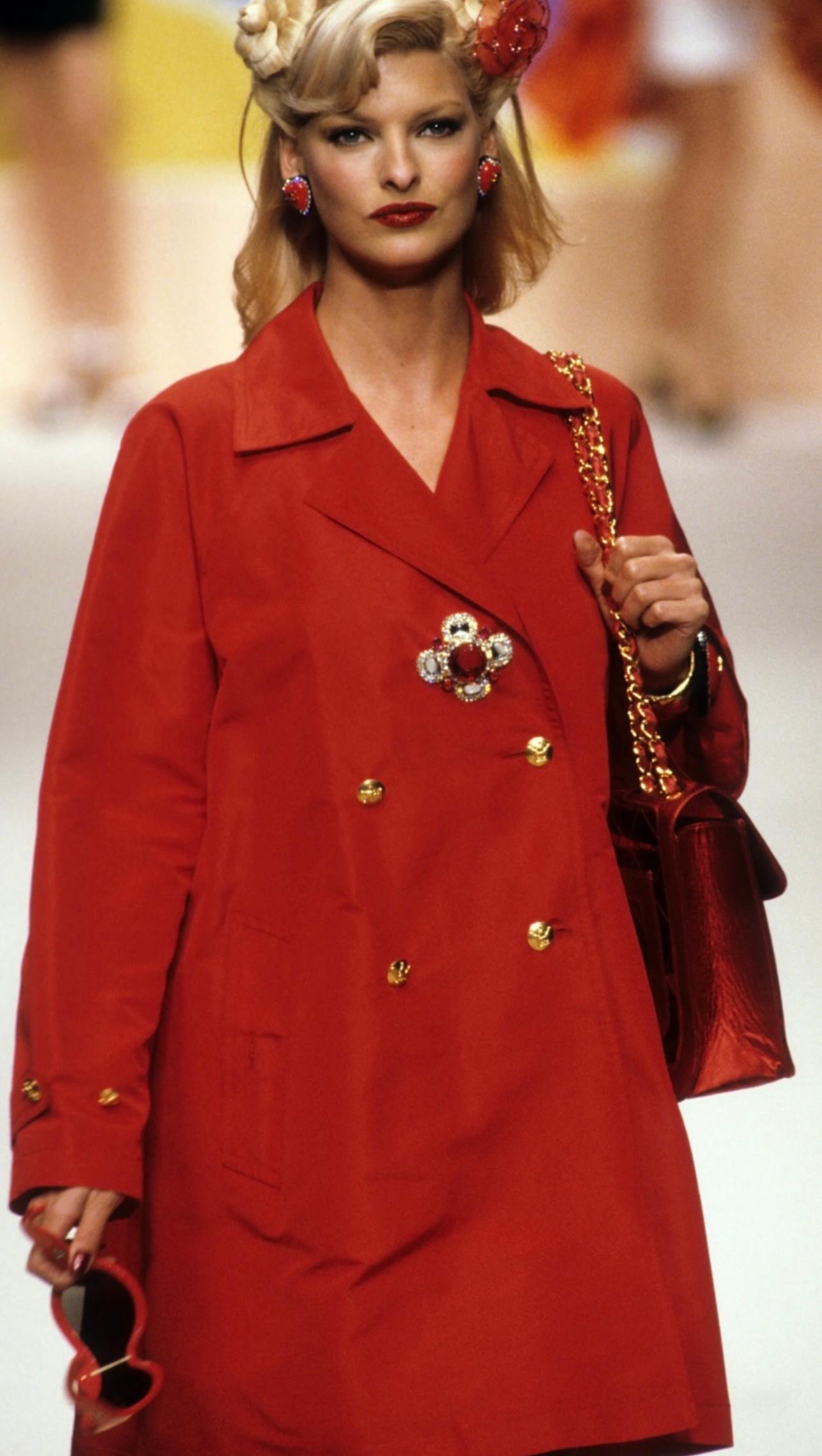 Red Chanel Runway S/S 1995 Barbie Collection red silk Trench Coat
