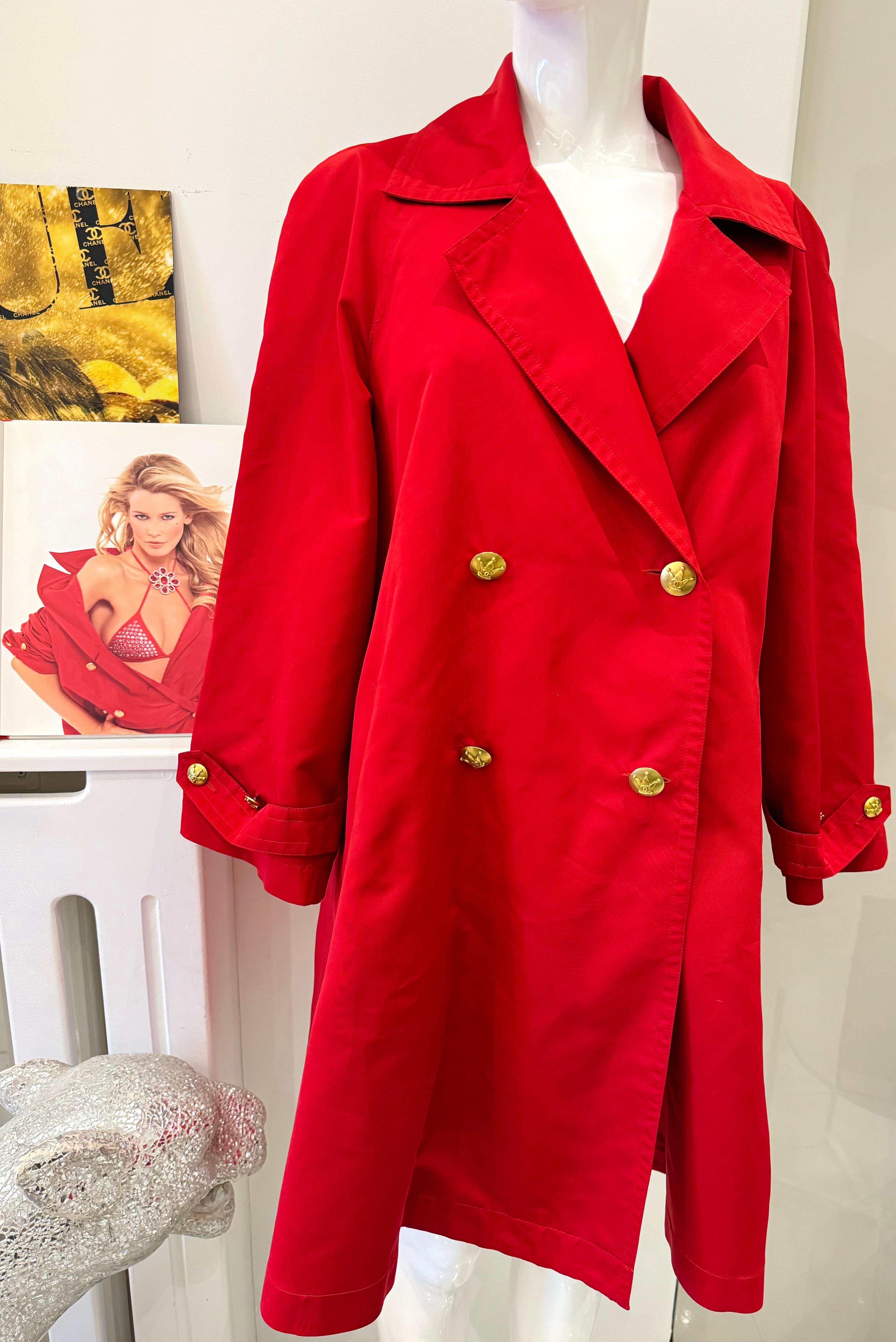 Chanel Runway S/S 1995 Barbie Collection red silk Trench Coat 1