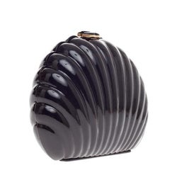 Chanel Runway Shell Black Acrylic Gold 2 in 1 Evening Clutch Shoulder Bag in Box