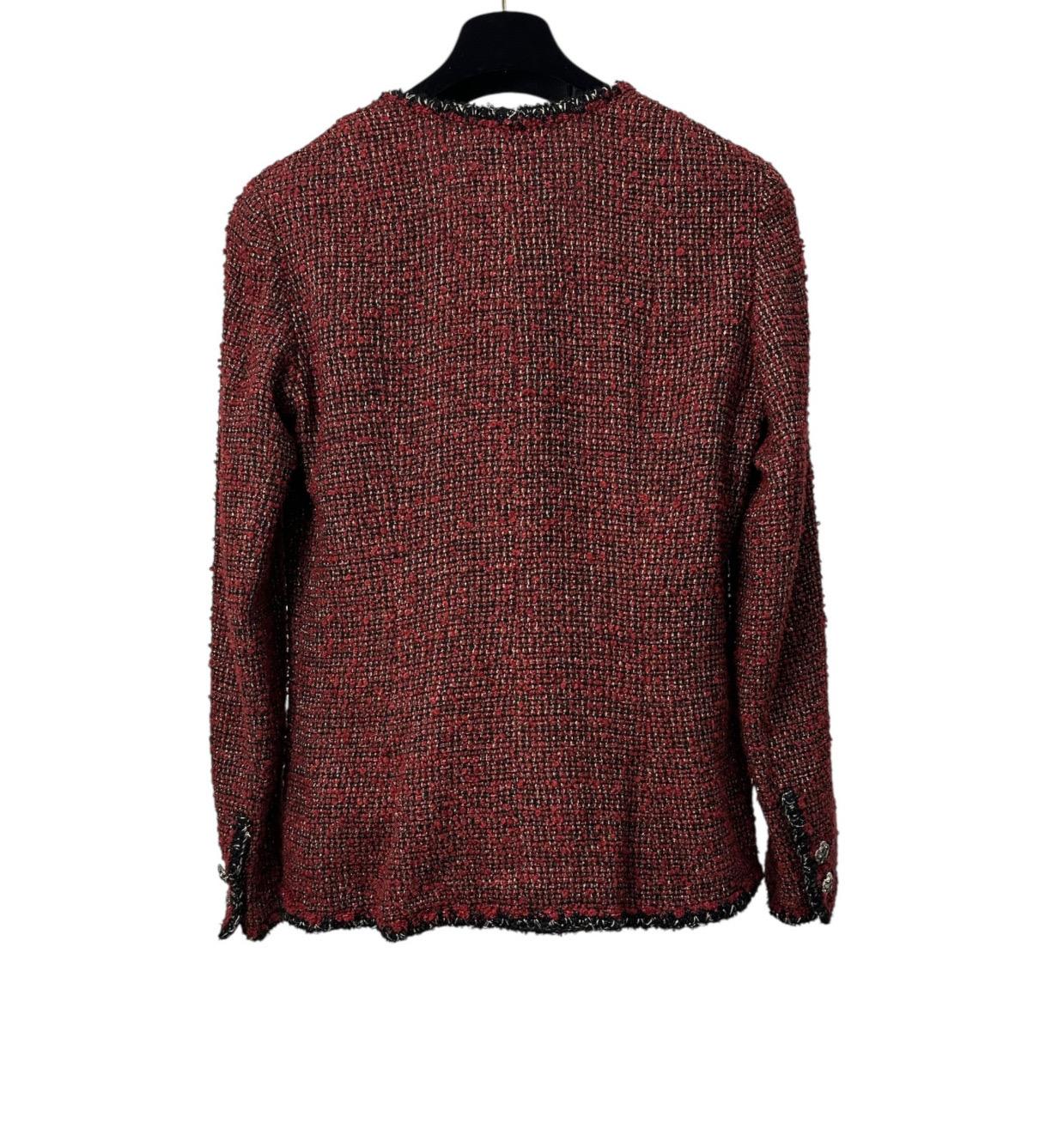 Chanel Runway Tweed Jacke Burgund CC Gripoix Knöpfe Sz.40 im Angebot 1