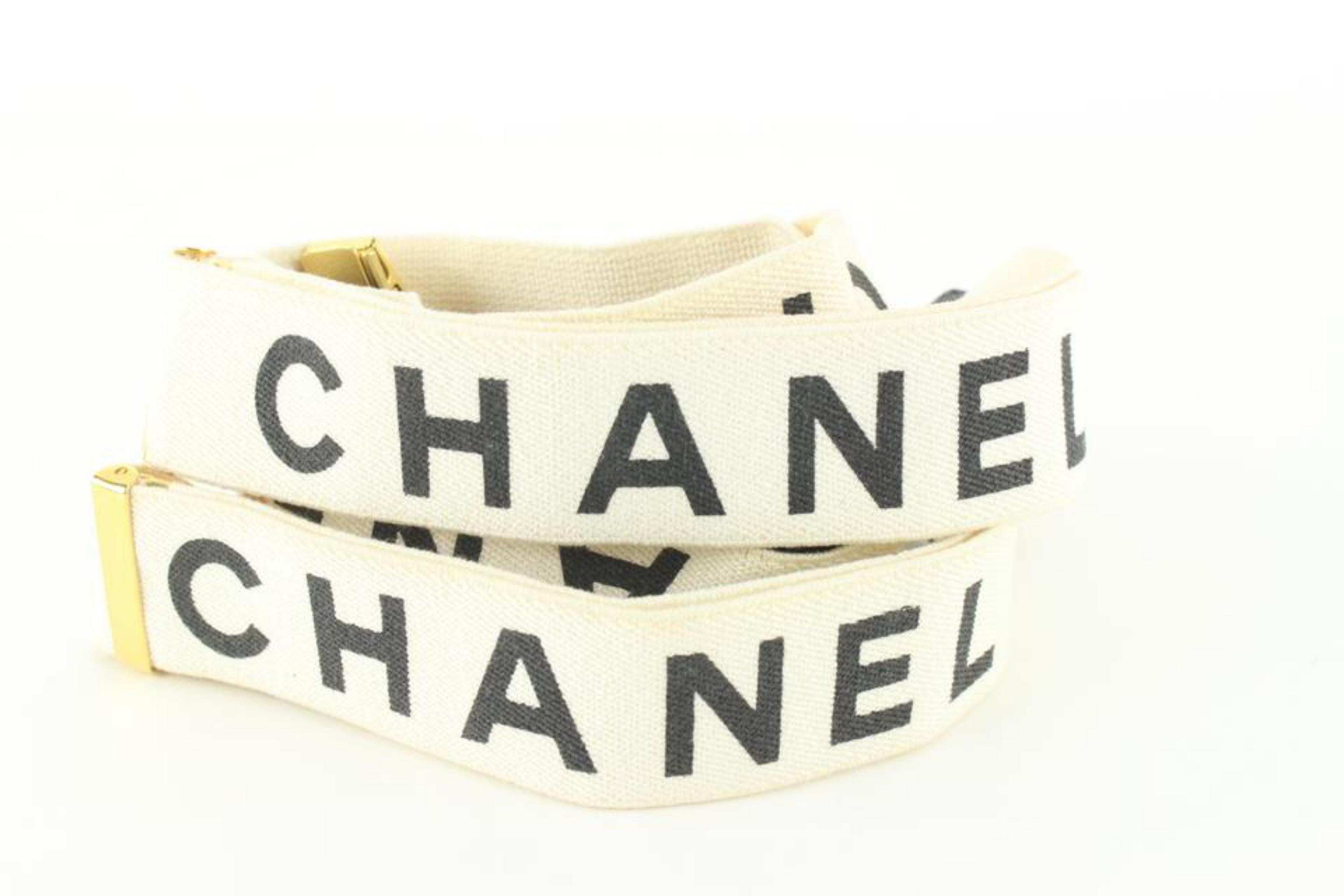 Chanel Runway Vintage White x Black CC Logo Suspenders 1cc830a 7