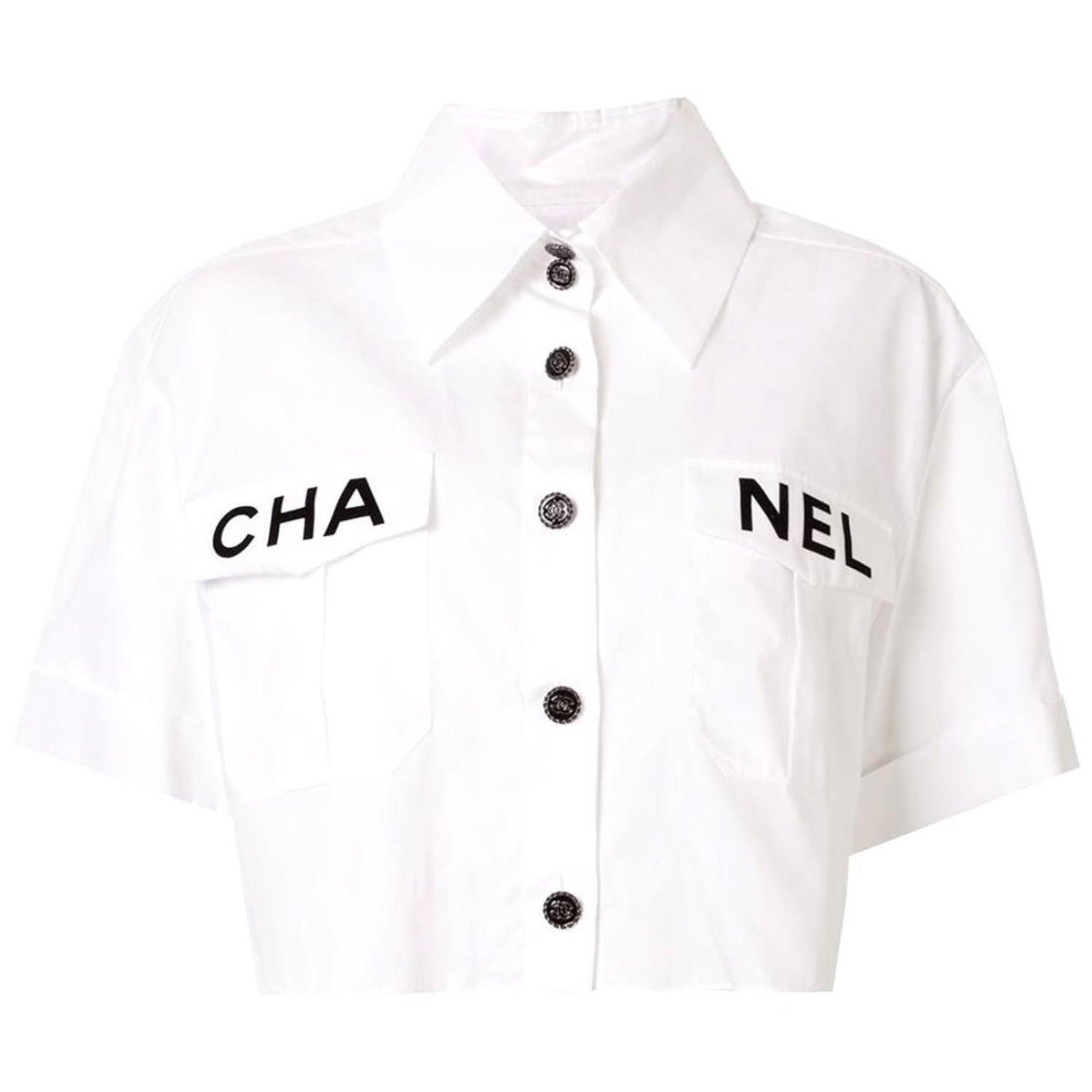 Introducir 56+ imagen chanel button up shirt white