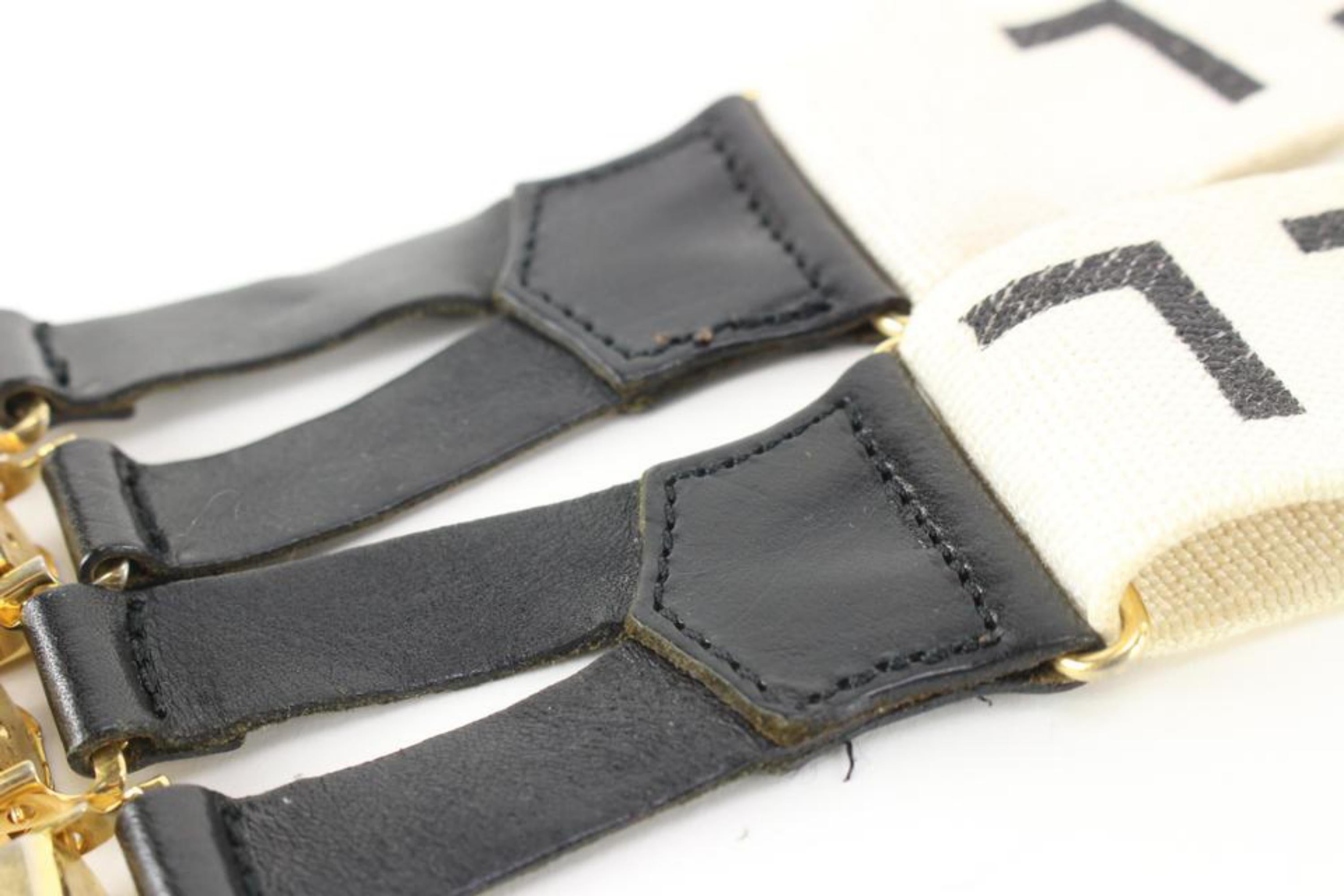 Chanel Runway White x Black CC Logo Suspenders 92ck817s For Sale 6