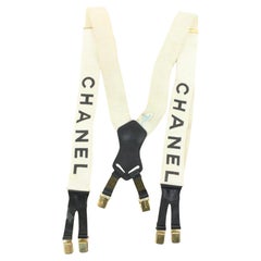Used Chanel Runway White x Black CC Logo Suspenders 92ck817s