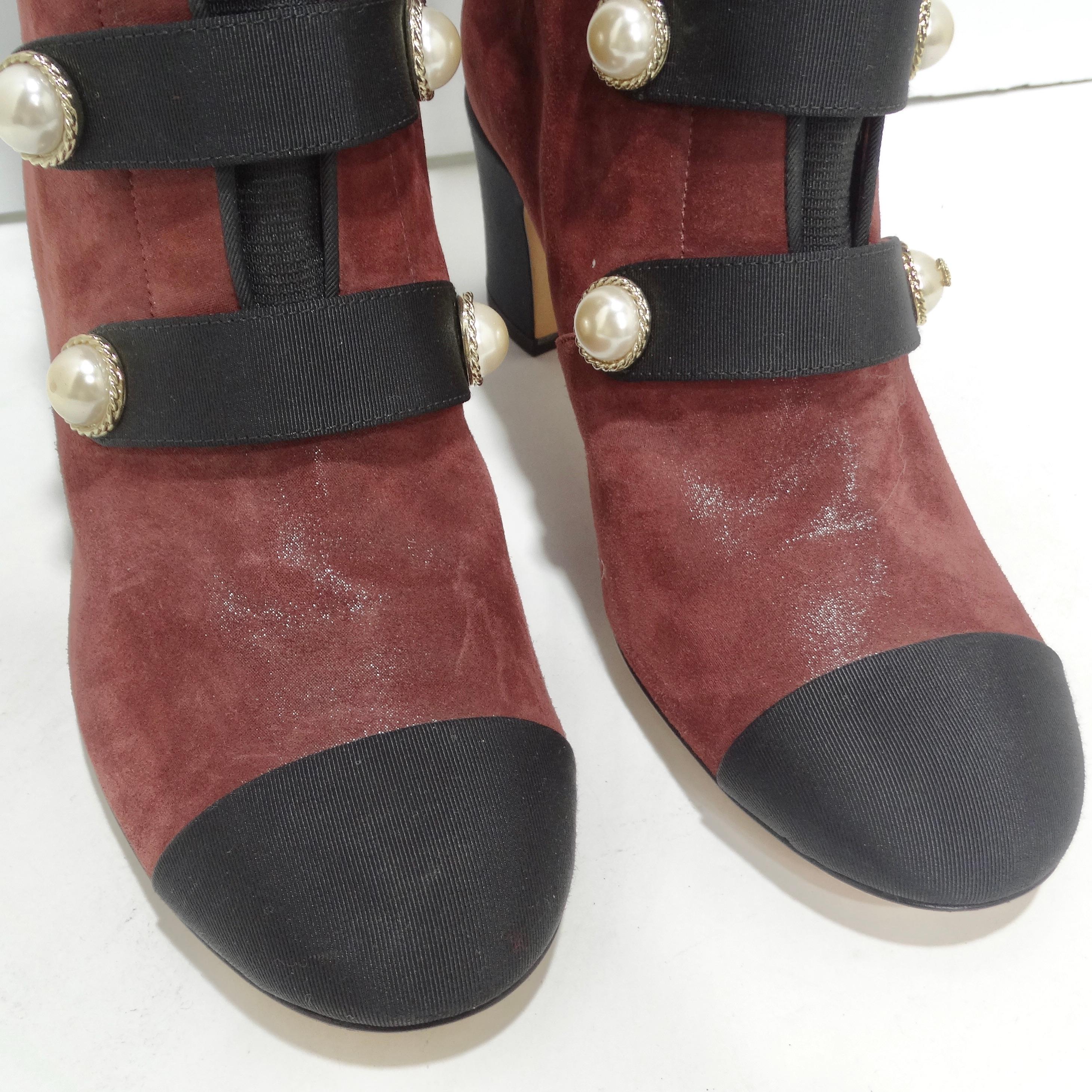 Chanel Russian Collection Bordeaux Boots In Excellent Condition For Sale In Scottsdale, AZ