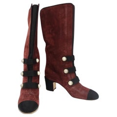 Used Chanel Russian Collection Bordeaux Boots
