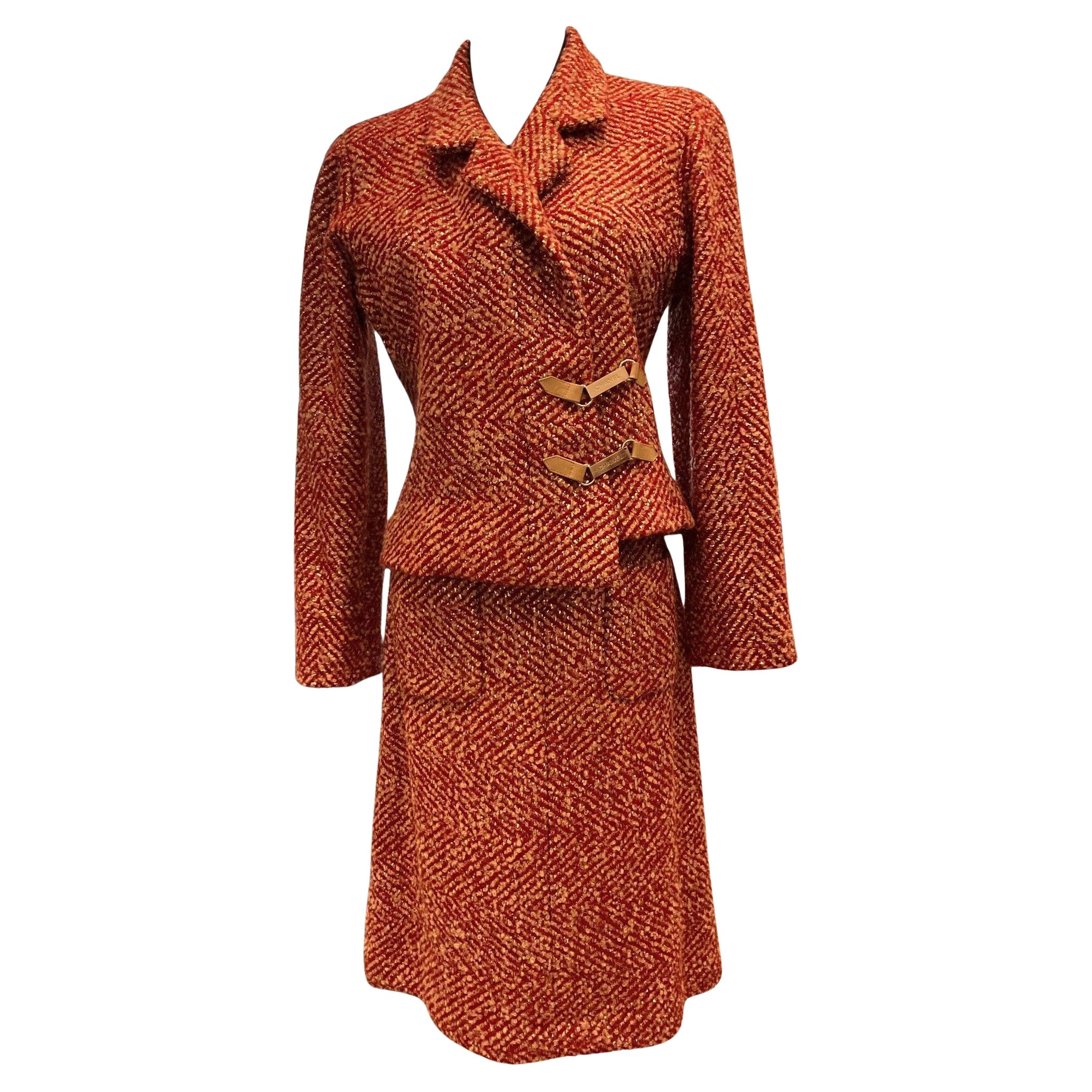 Chanel Rust and Metallic 2-piece skirt suit