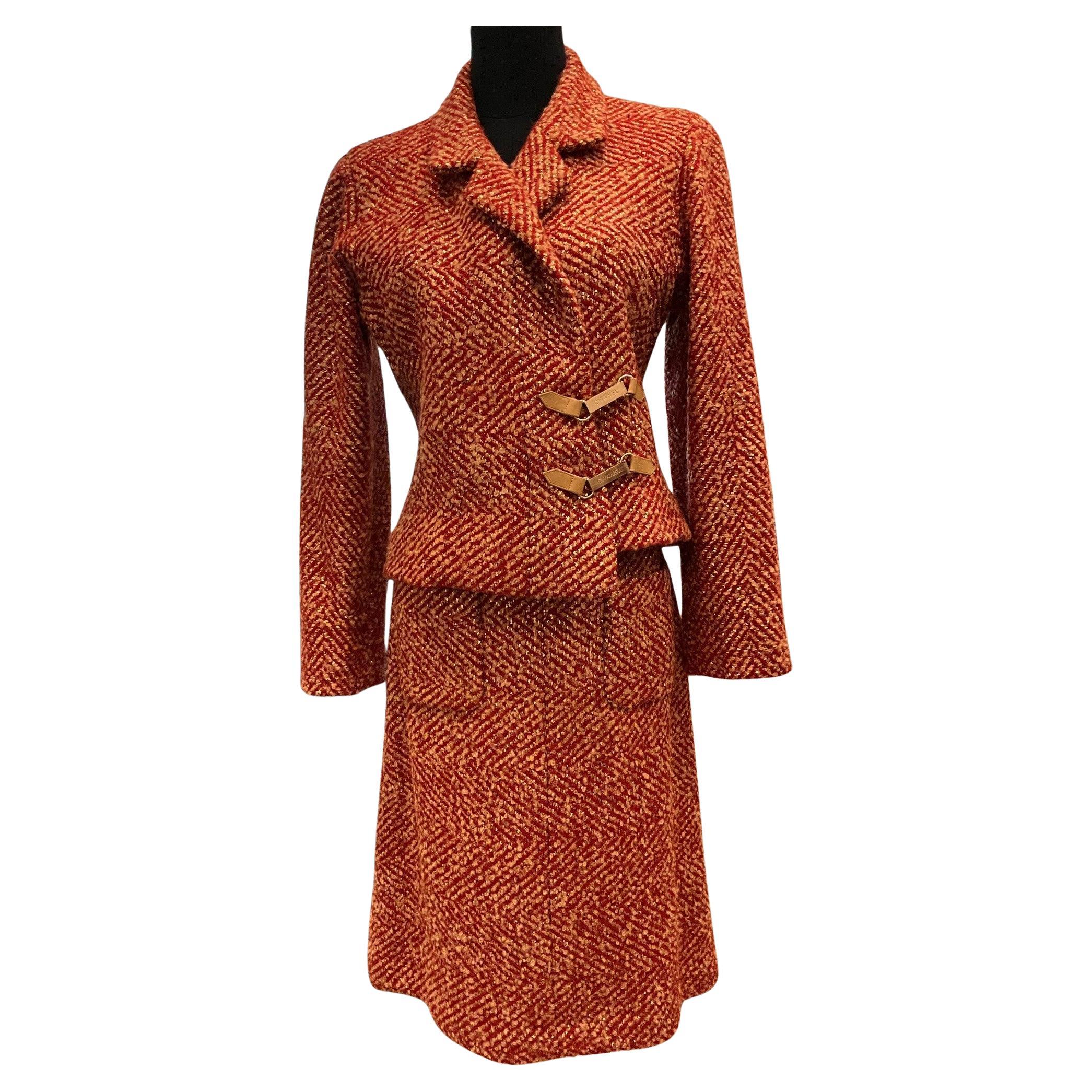 Chanel Rust and Metallic 2-piece skirt suit im Angebot