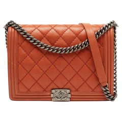 Chanel Rust Quilted Leather Large Boy Bag