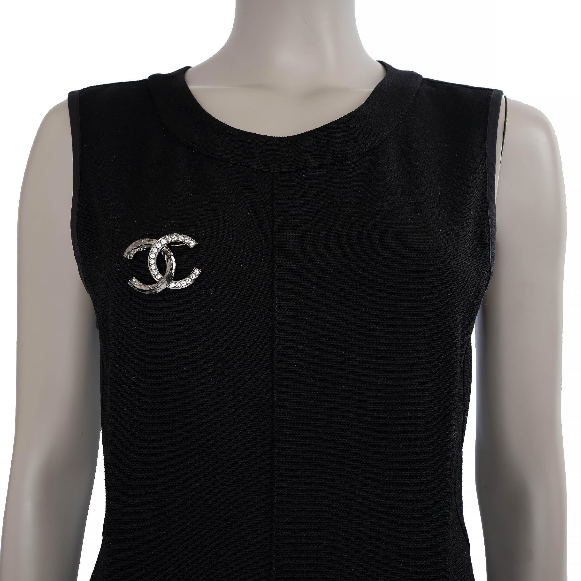 Donna Chanel spilla in rutenio 21K GRANDE CC STRASS in vendita