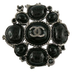 Chanel Ruthenium Black Resin CC Brooch