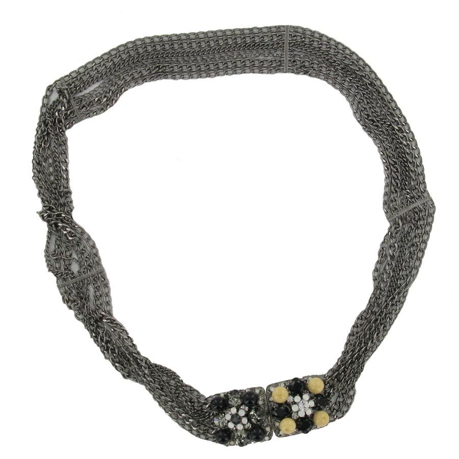 Gray Chanel Ruthenium Chain Belt  For Sale