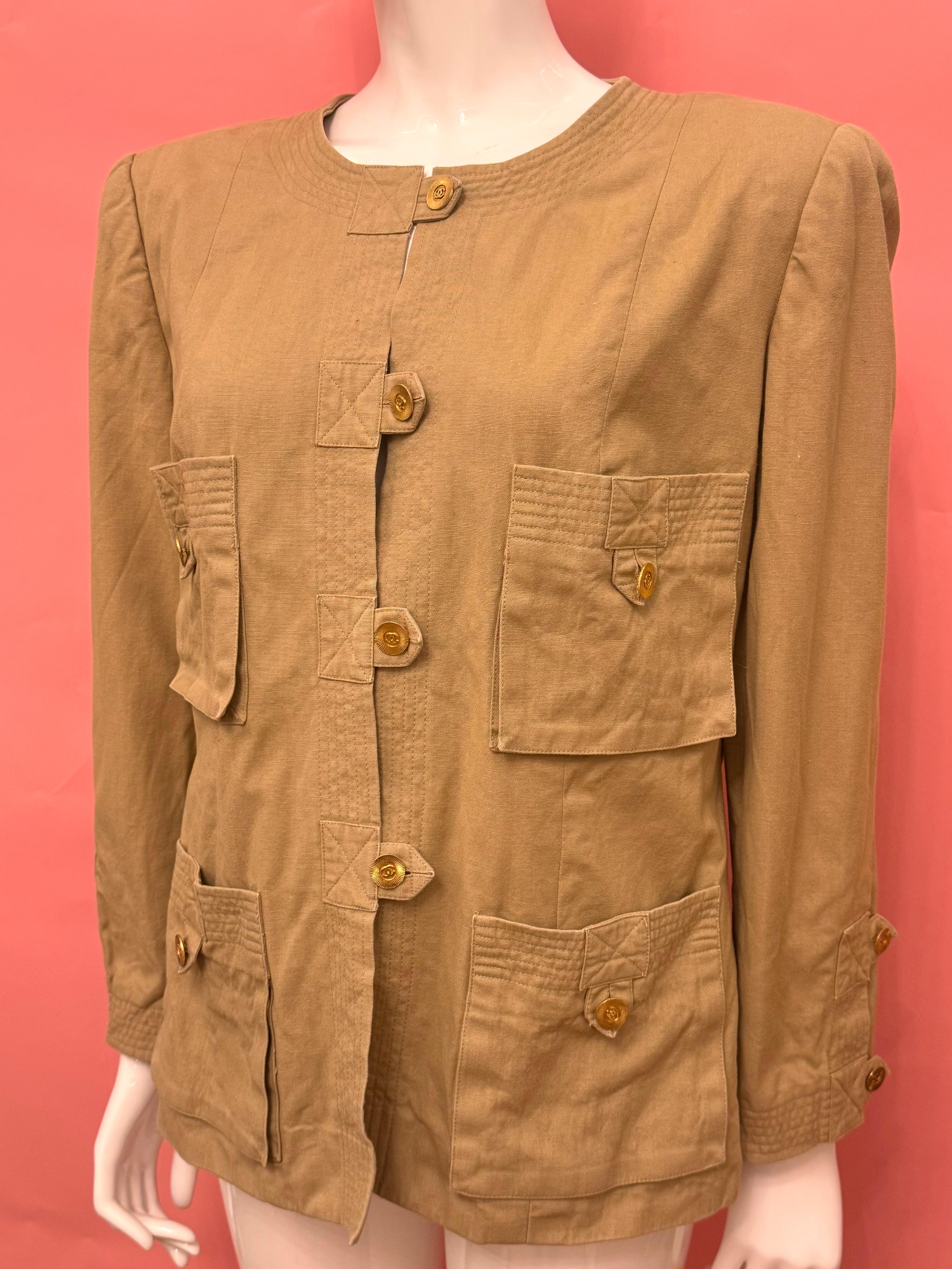 Chanel S/S 1985 veste en coton boutons de soleil Unisexe en vente
