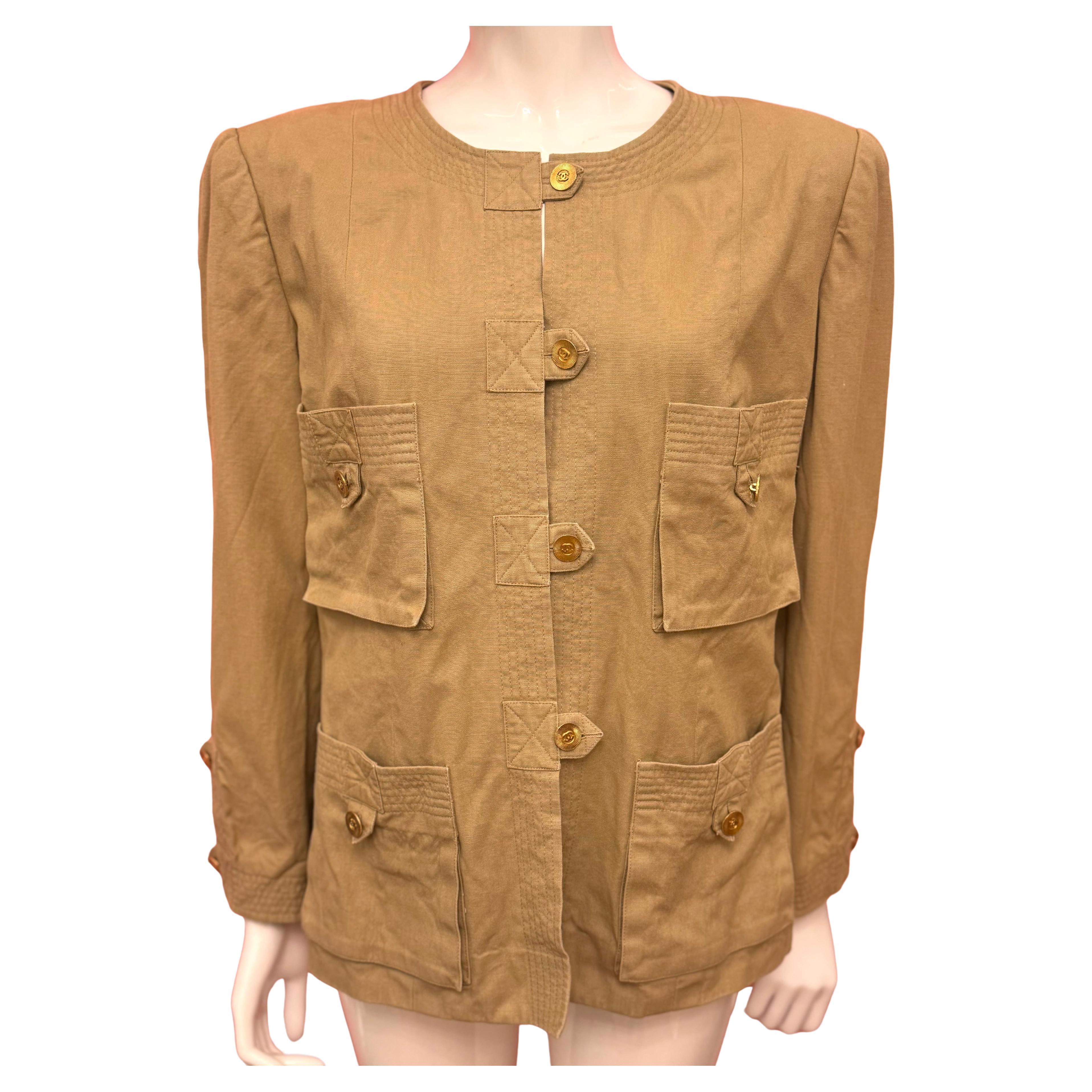 Chanel S/S 1985 veste en coton boutons de soleil en vente